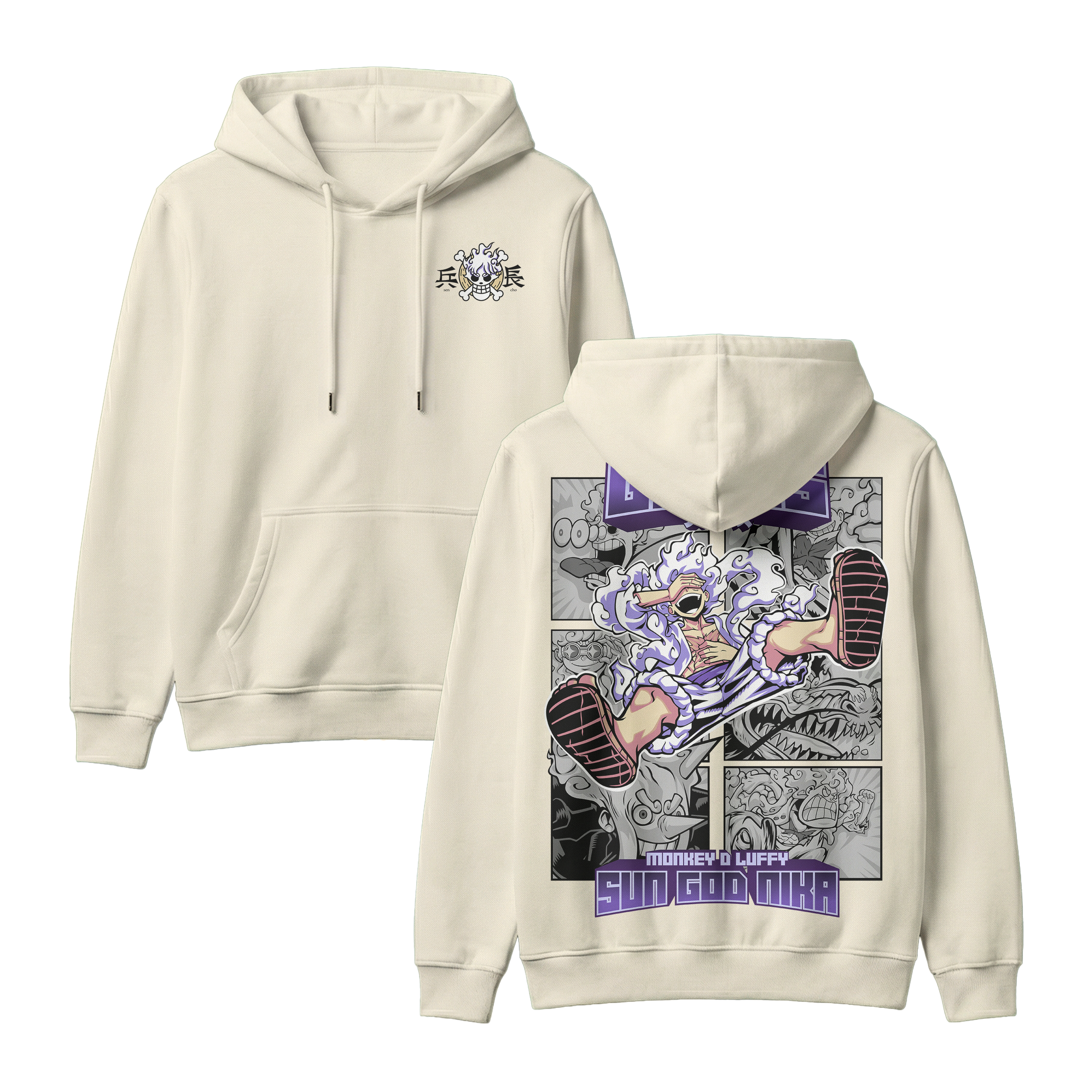Anime One Piece Gear 5 Monkey D. Luffy Sun God Nika Pullover Hoodie - RZM011