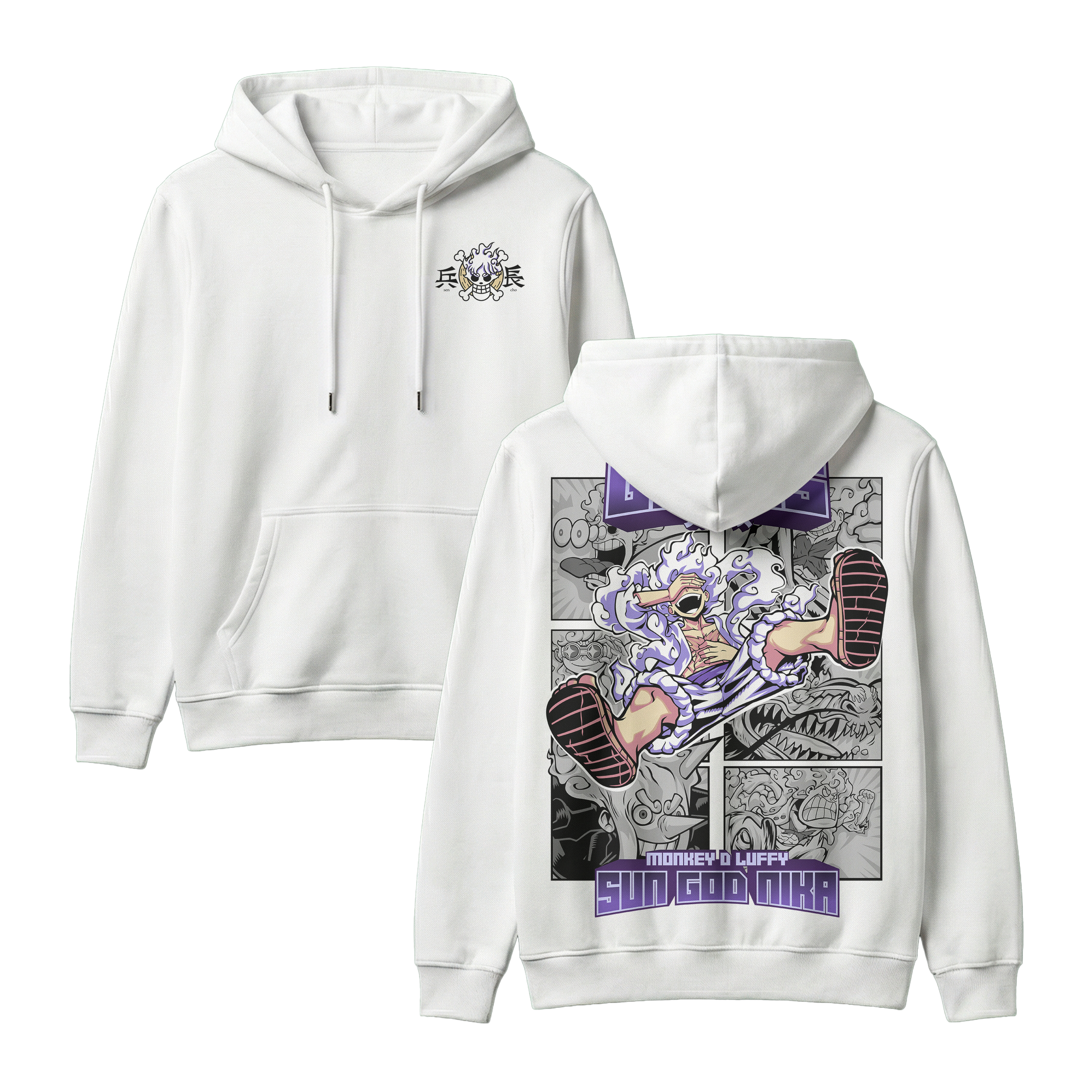 Anime One Piece Gear 5 Monkey D. Luffy Sun God Nika Pullover Hoodie - RZM011