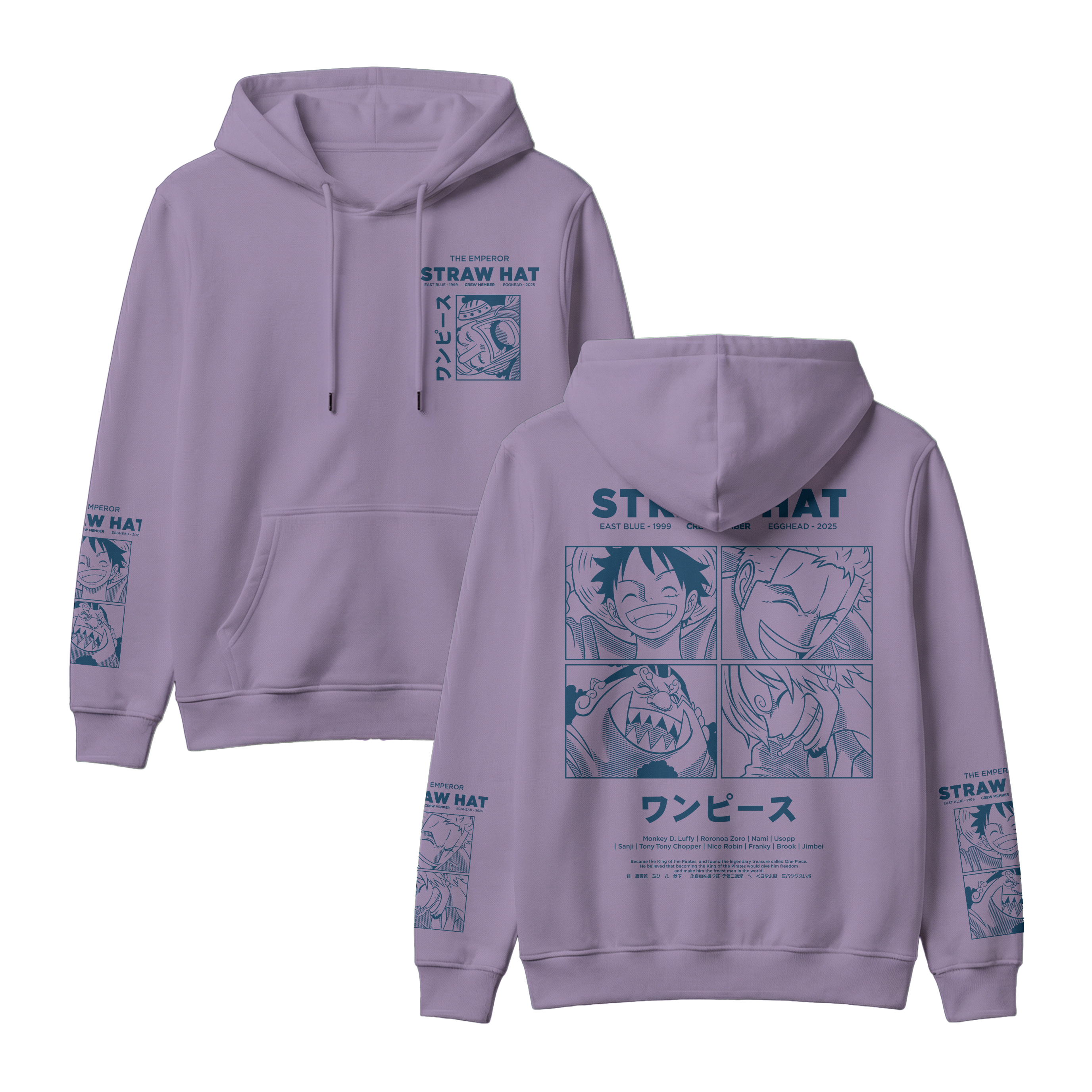 Anime One Piece Emperor Straw Hat Crew Pullover Hoodie - RZM014
