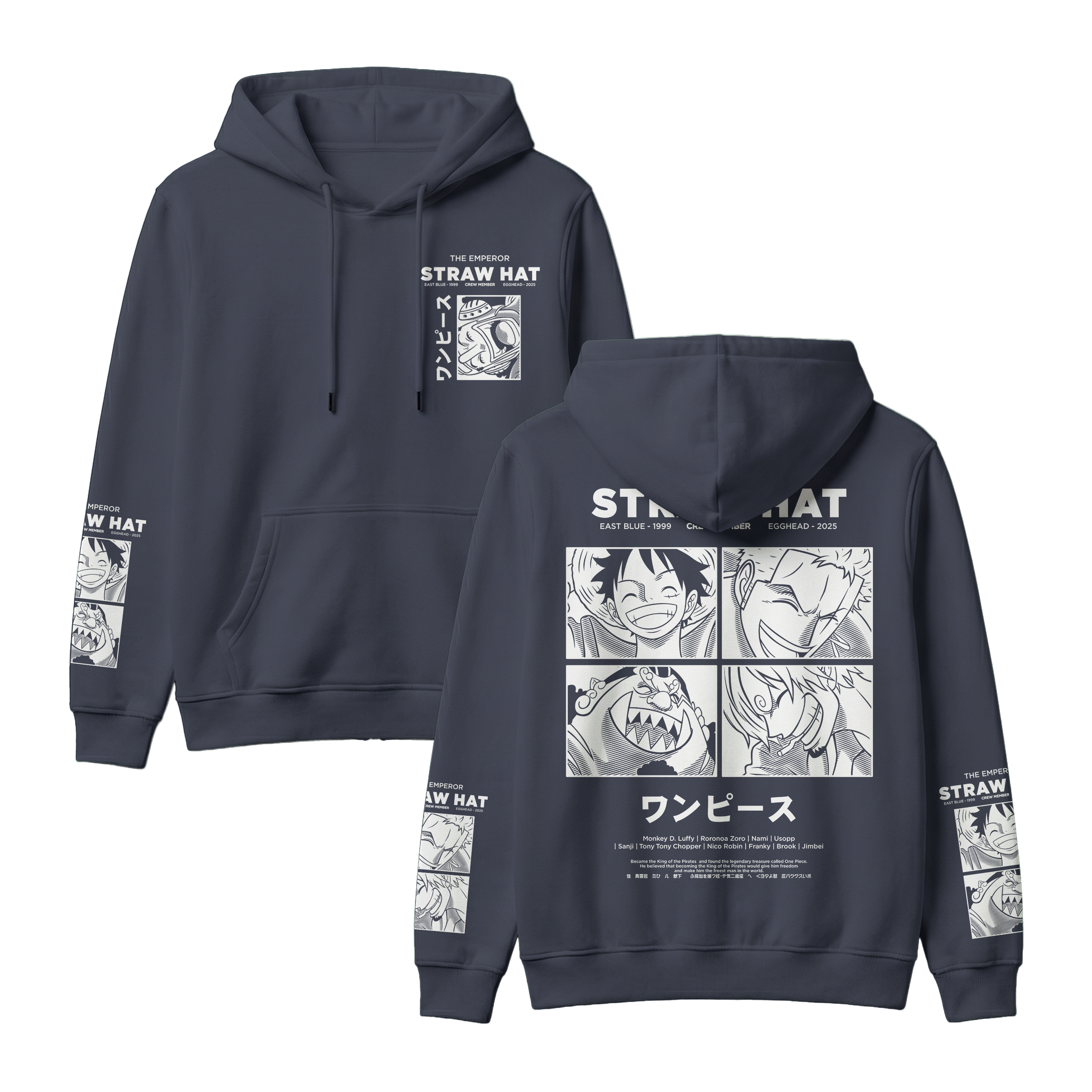 Anime One Piece Emperor Straw Hat Crew Pullover Hoodie - RZM014