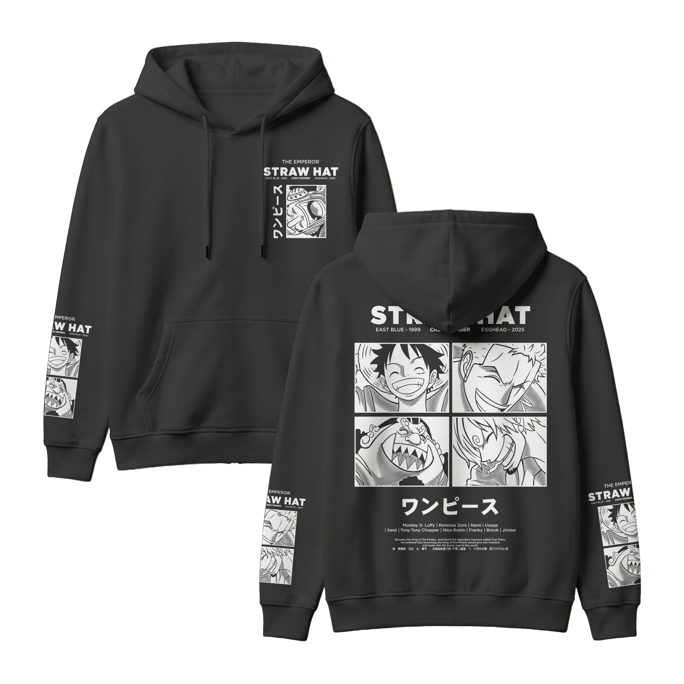 Anime One Piece Emperor Straw Hat Crew Pullover Hoodie - RZM014