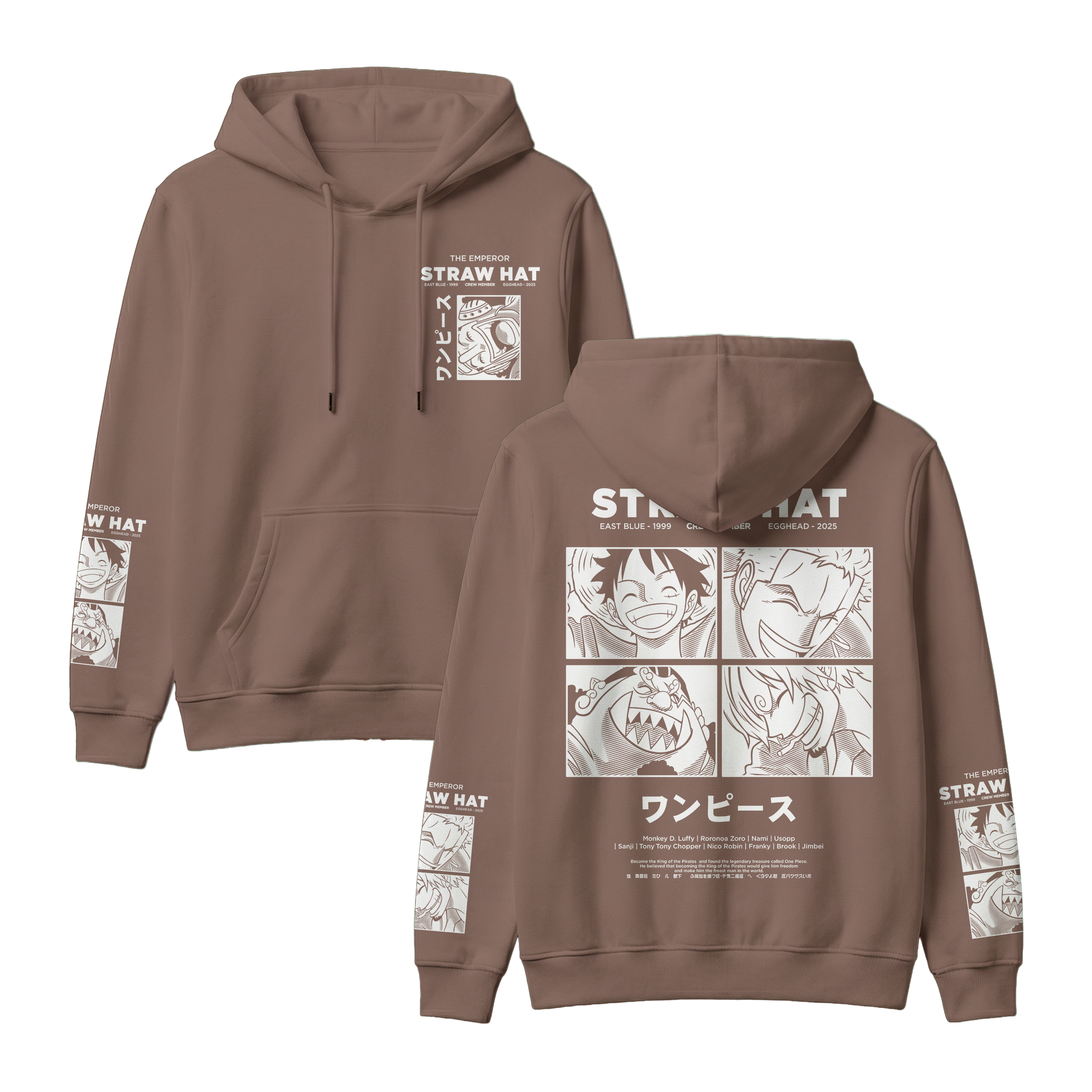 Anime One Piece Emperor Straw Hat Crew Pullover Hoodie - RZM014