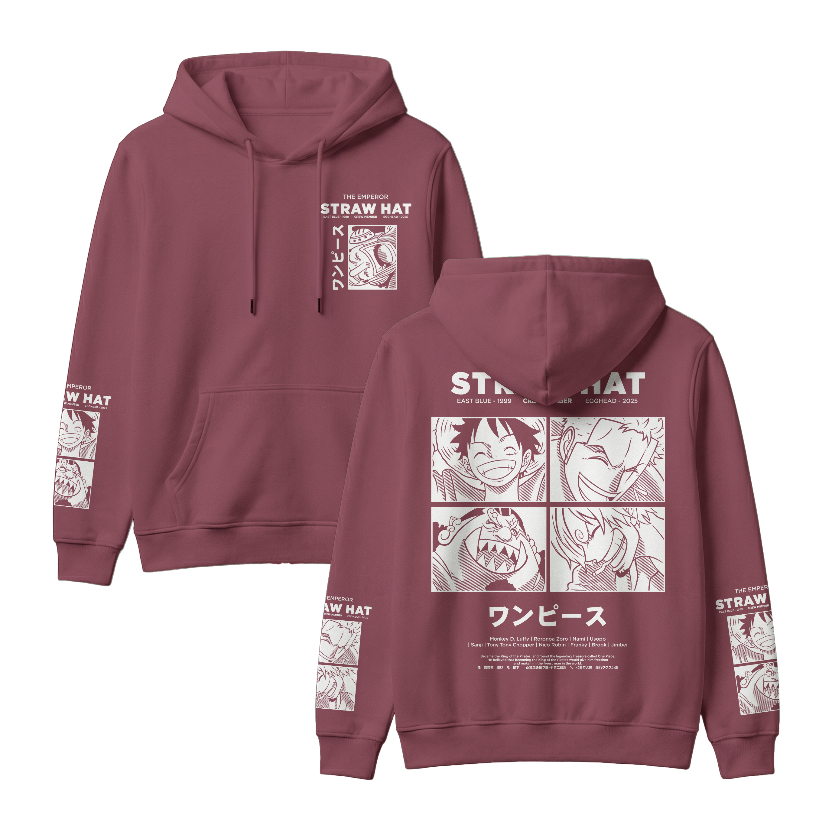 Anime One Piece Emperor Straw Hat Crew Pullover Hoodie - RZM014