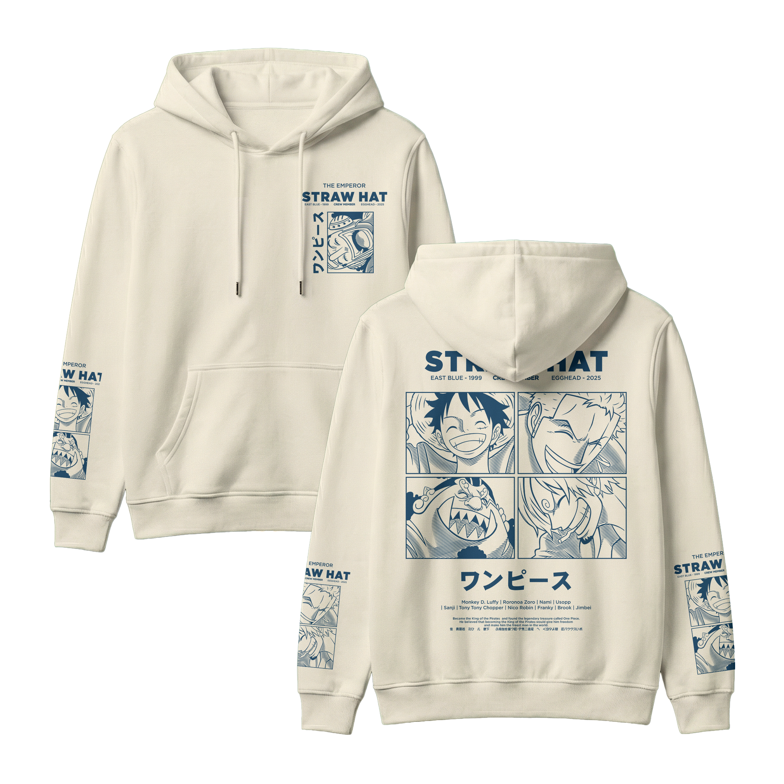 Anime One Piece Emperor Straw Hat Crew Pullover Hoodie - RZM014
