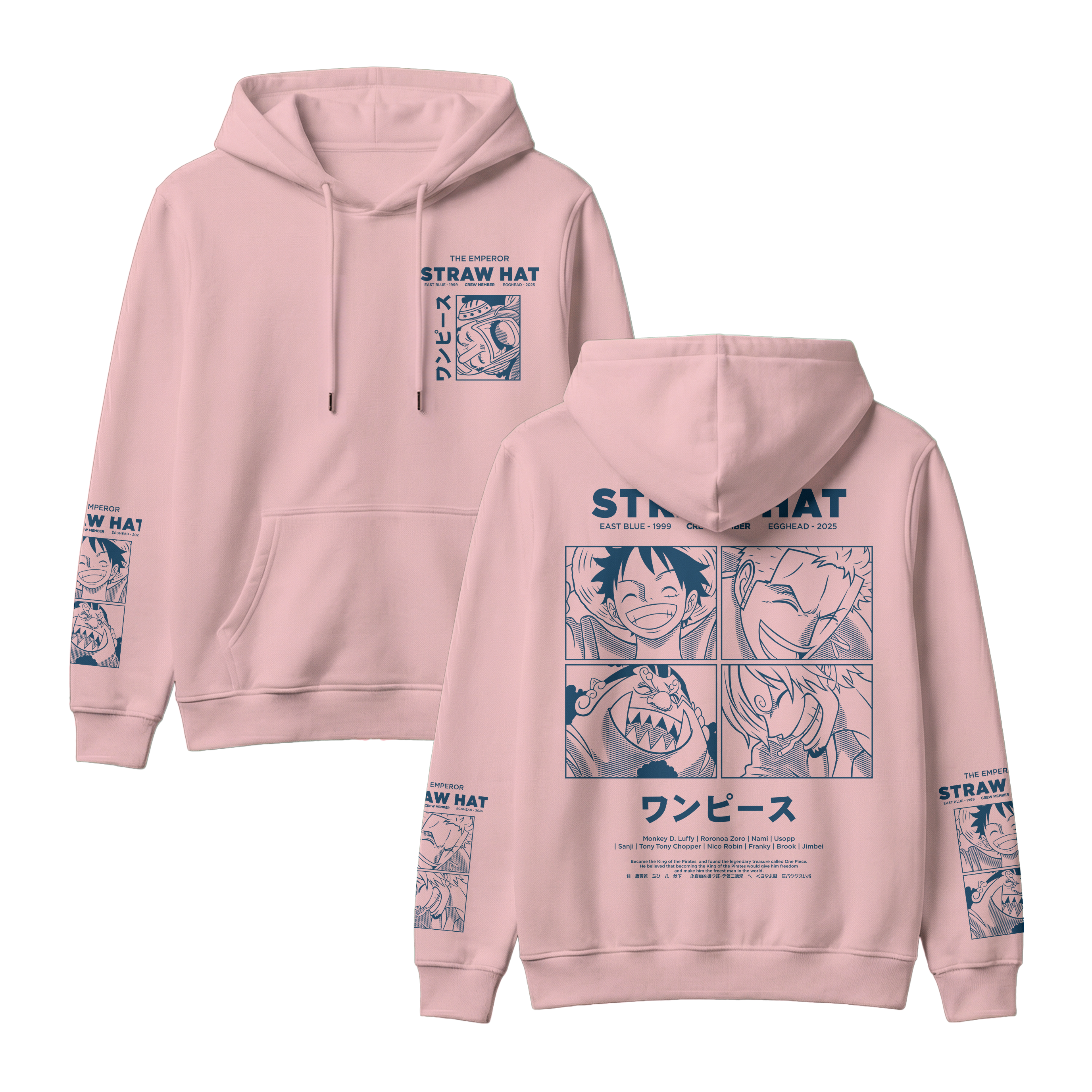 Anime One Piece Emperor Straw Hat Crew Pullover Hoodie - RZM014