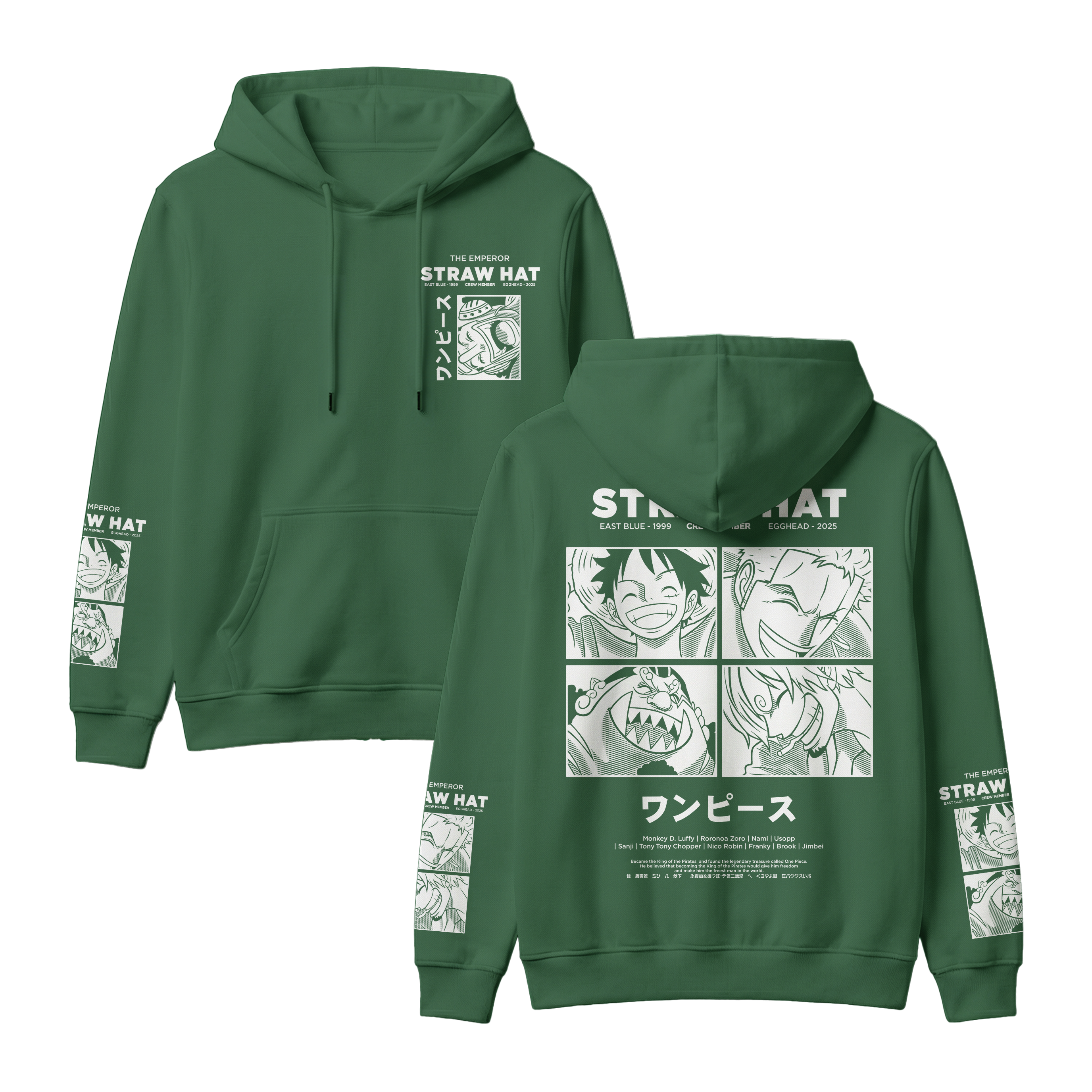 Anime One Piece Emperor Straw Hat Crew Pullover Hoodie - RZM014