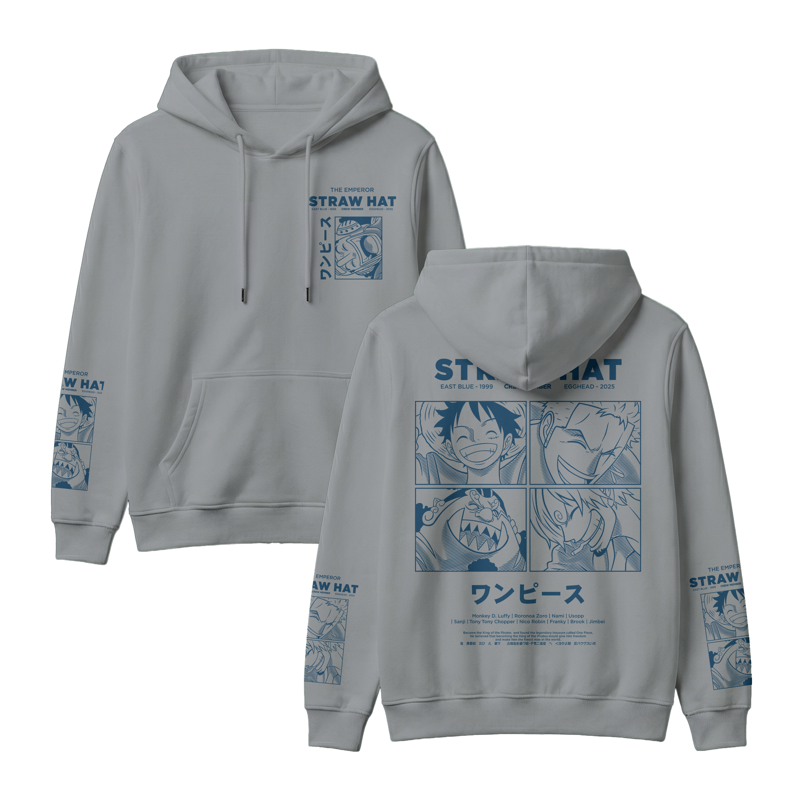 Anime One Piece Emperor Straw Hat Crew Pullover Hoodie - RZM014
