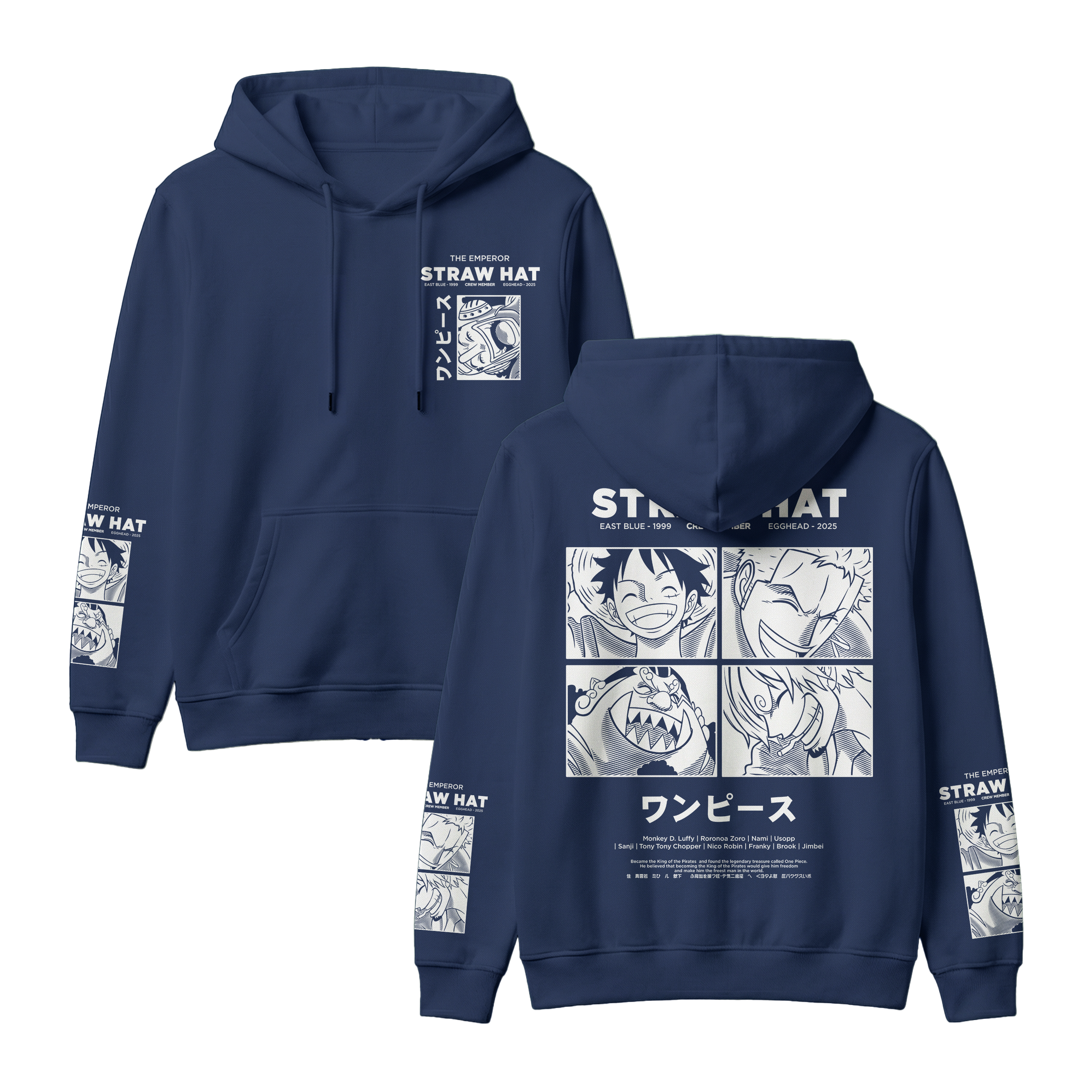 Anime One Piece Emperor Straw Hat Crew Pullover Hoodie - RZM014