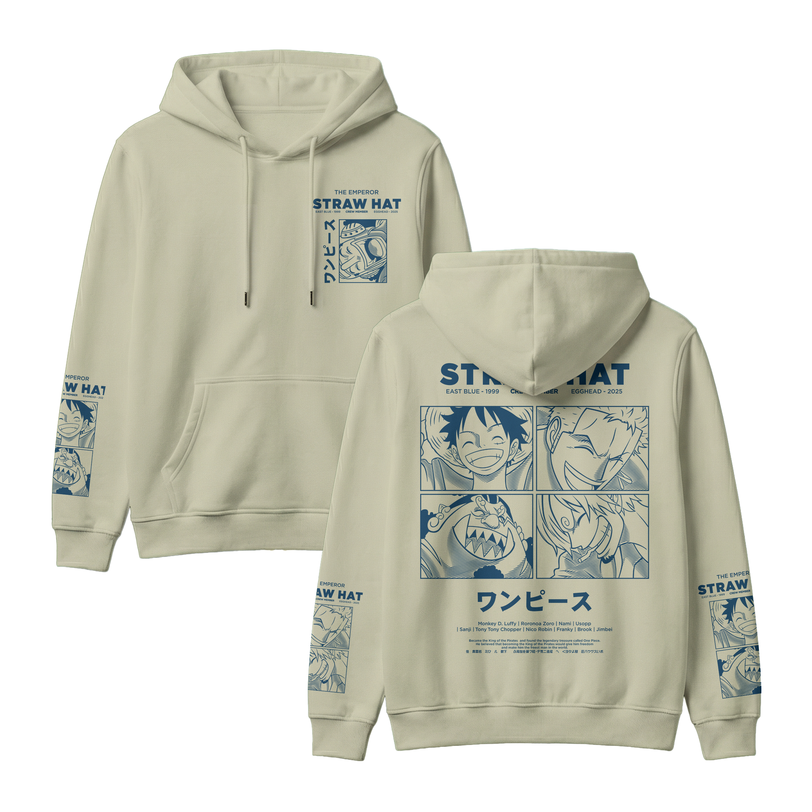 Anime One Piece Emperor Straw Hat Crew Pullover Hoodie - RZM014