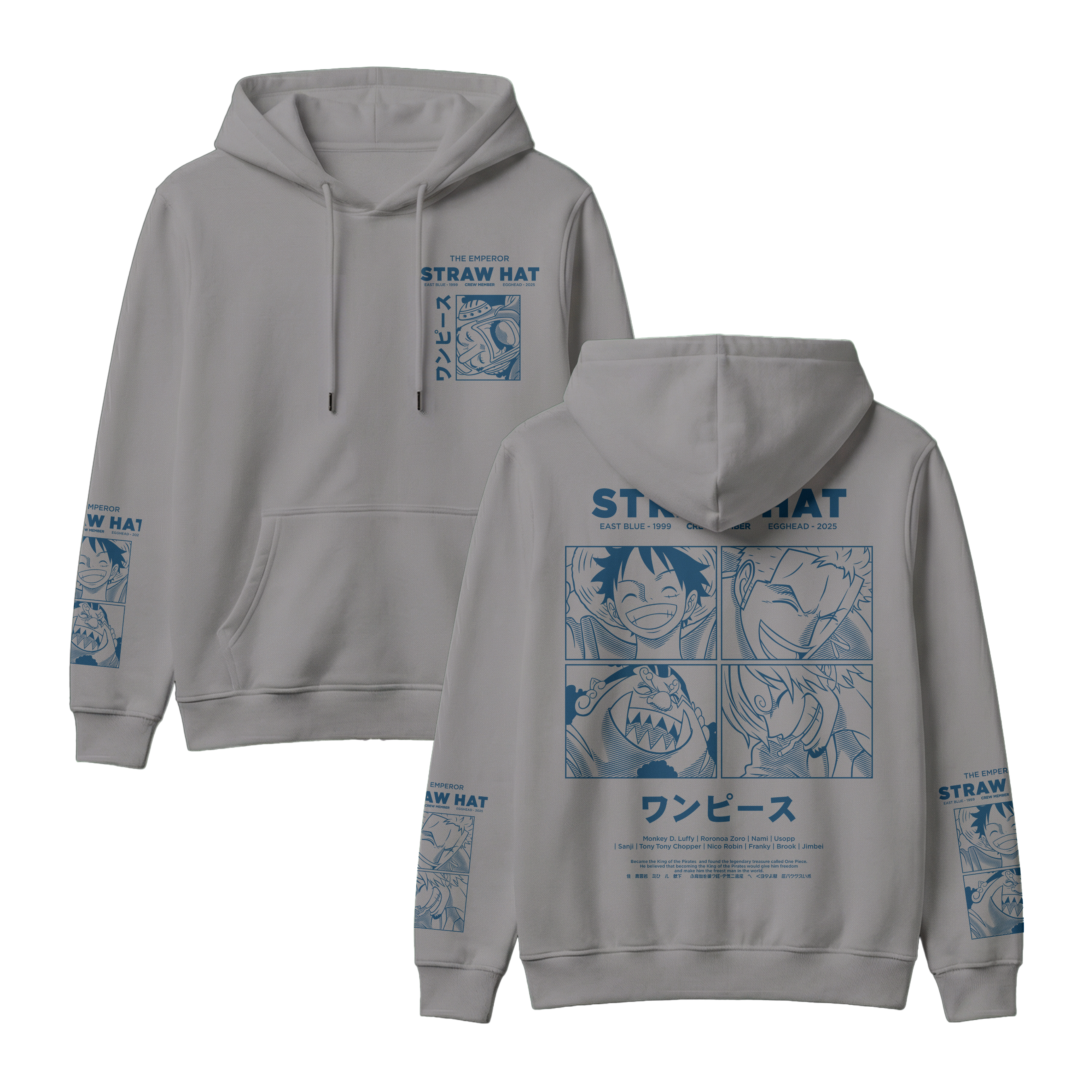 Anime One Piece Emperor Straw Hat Crew Pullover Hoodie - RZM014