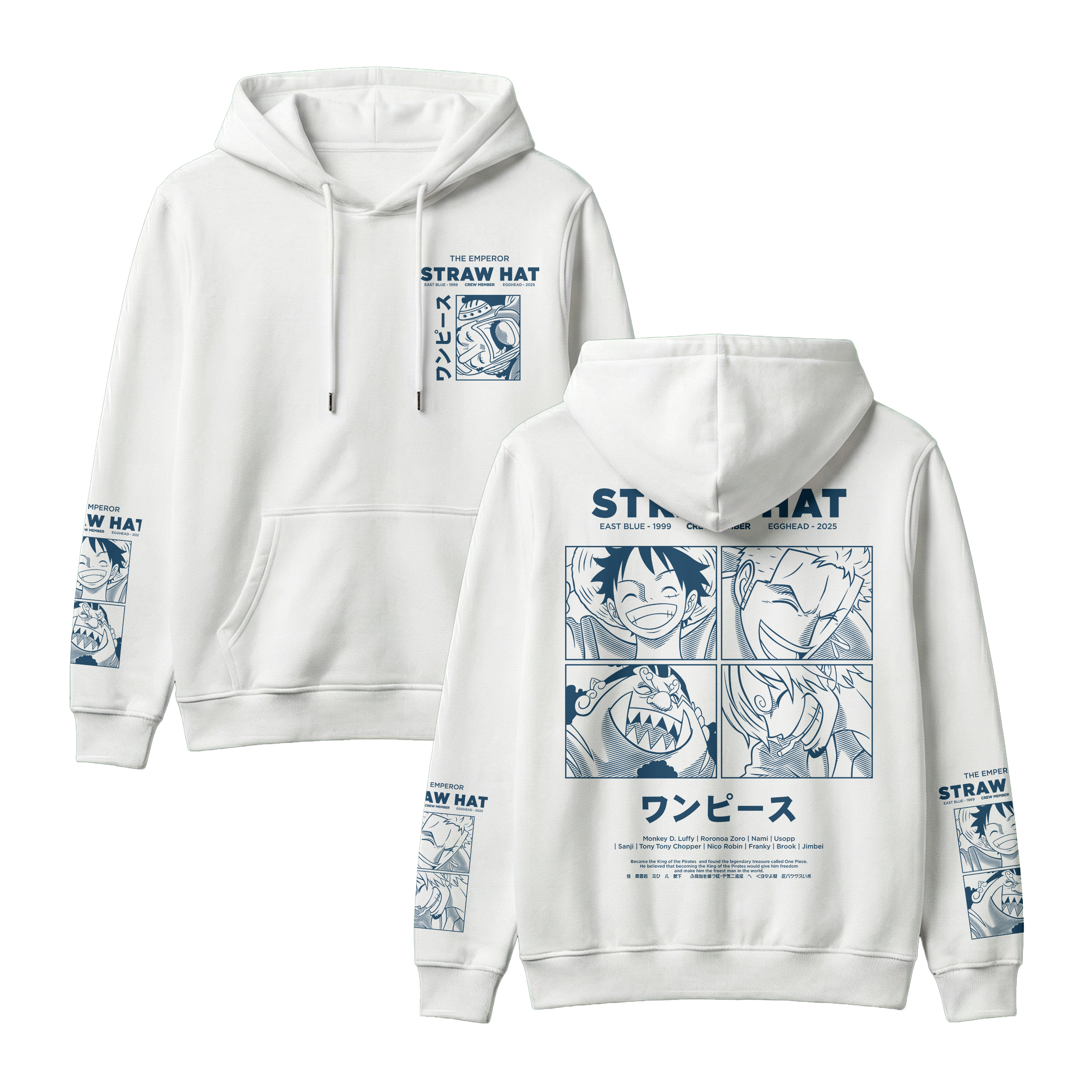 Anime One Piece Emperor Straw Hat Crew Pullover Hoodie - RZM014