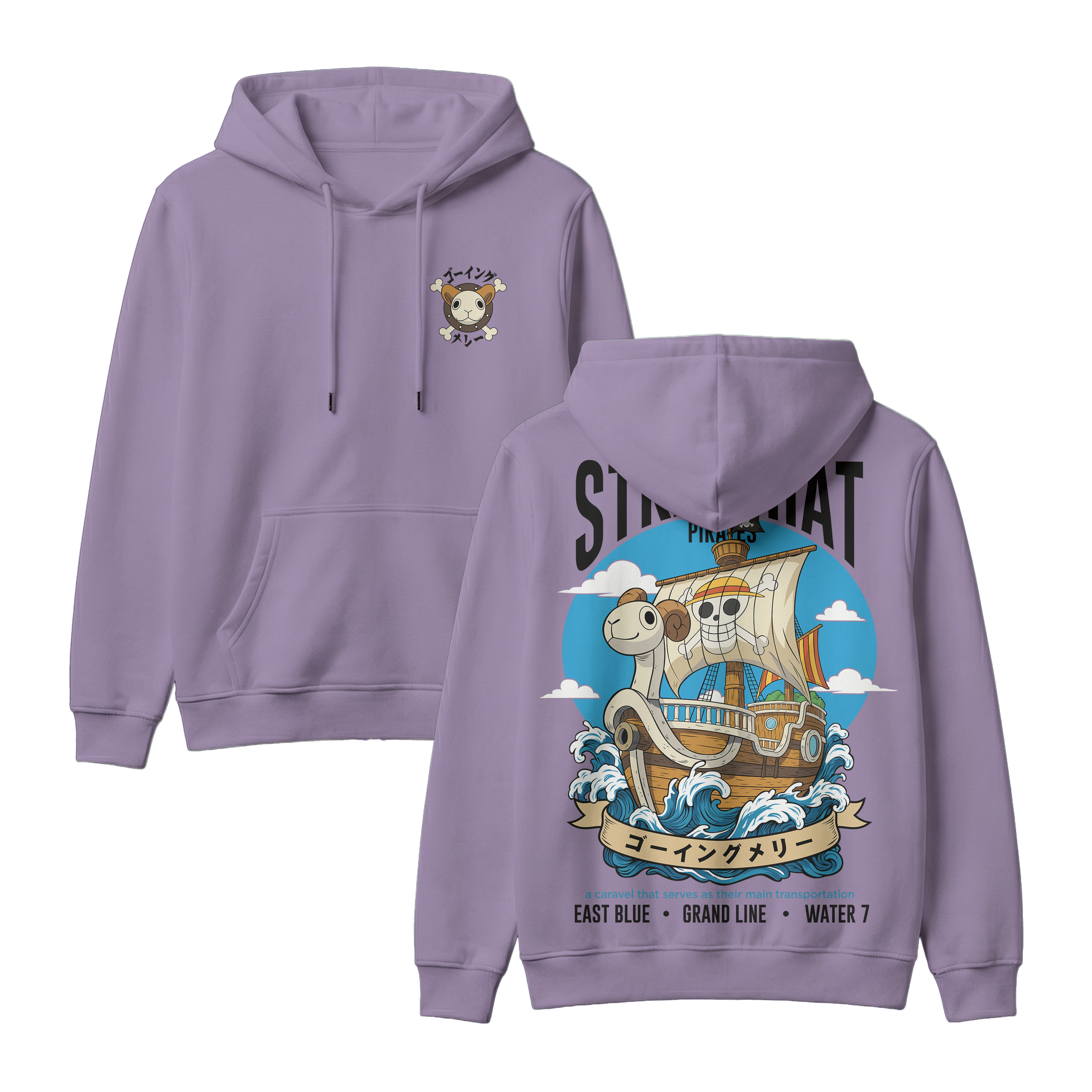 Anime One Piece Straw Hat Pirates Thousand Sunny Journey Pullover Hoodie - RZM017