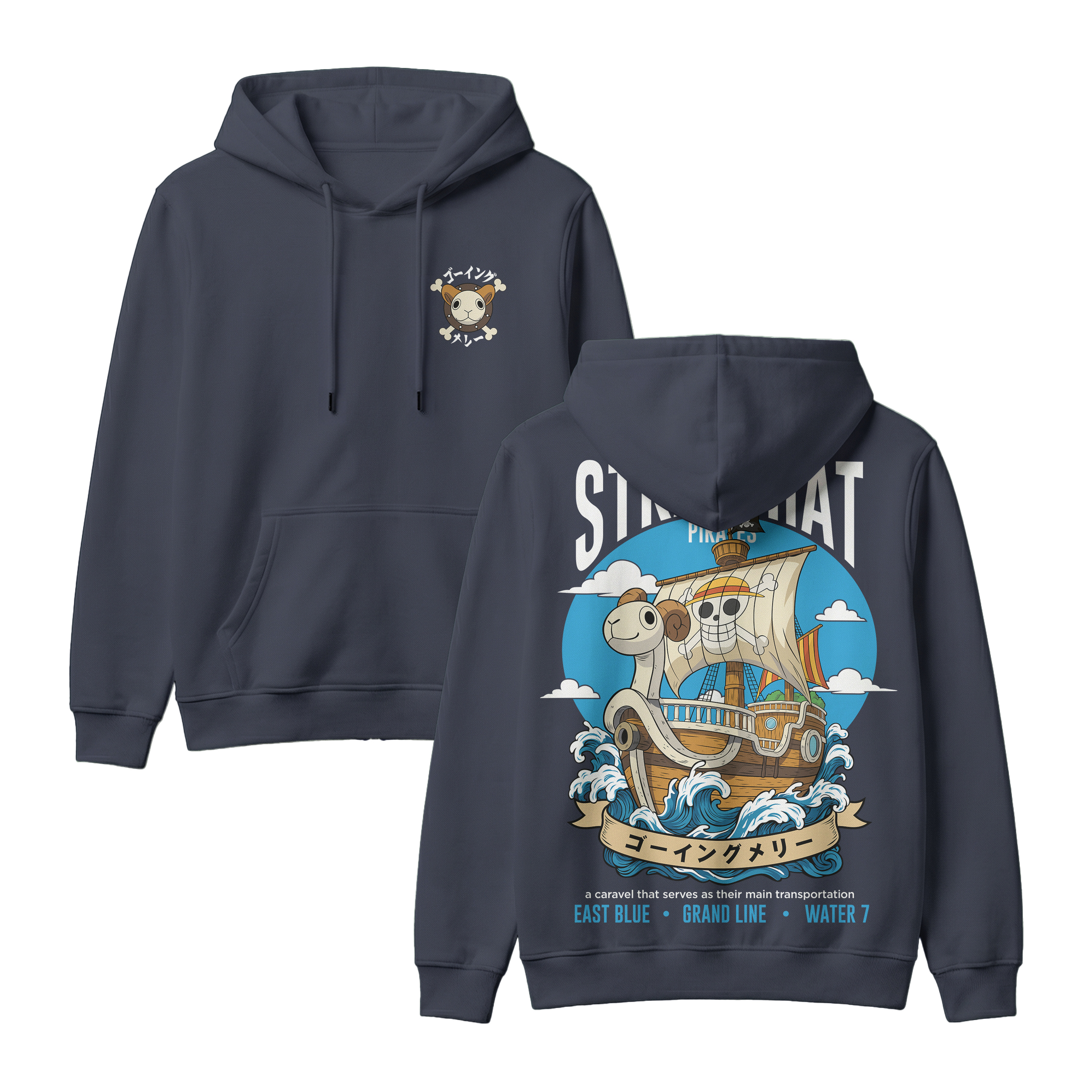 Anime One Piece Straw Hat Pirates Thousand Sunny Journey Pullover Hoodie - RZM017