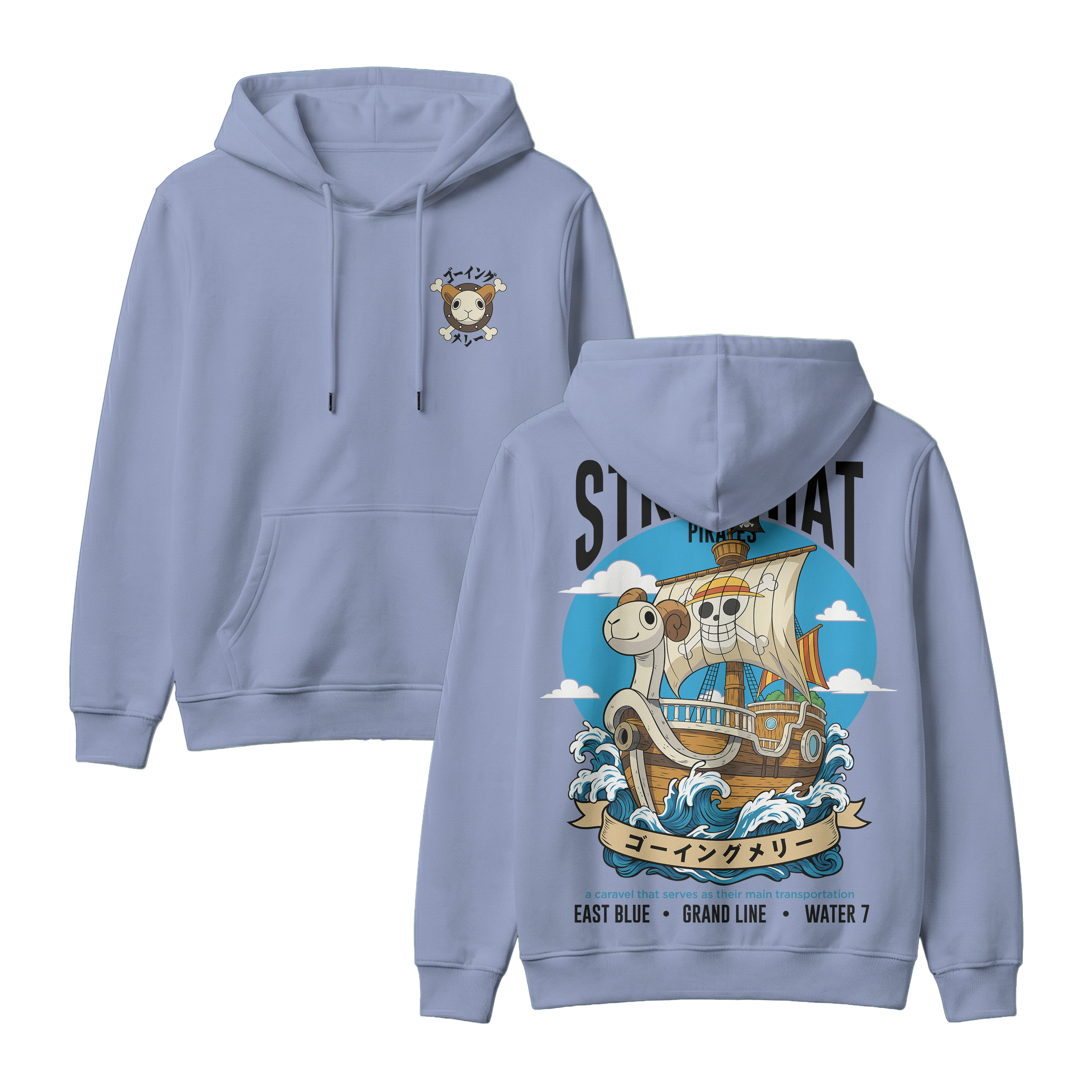 Anime One Piece Straw Hat Pirates Thousand Sunny Journey Pullover Hoodie - RZM017