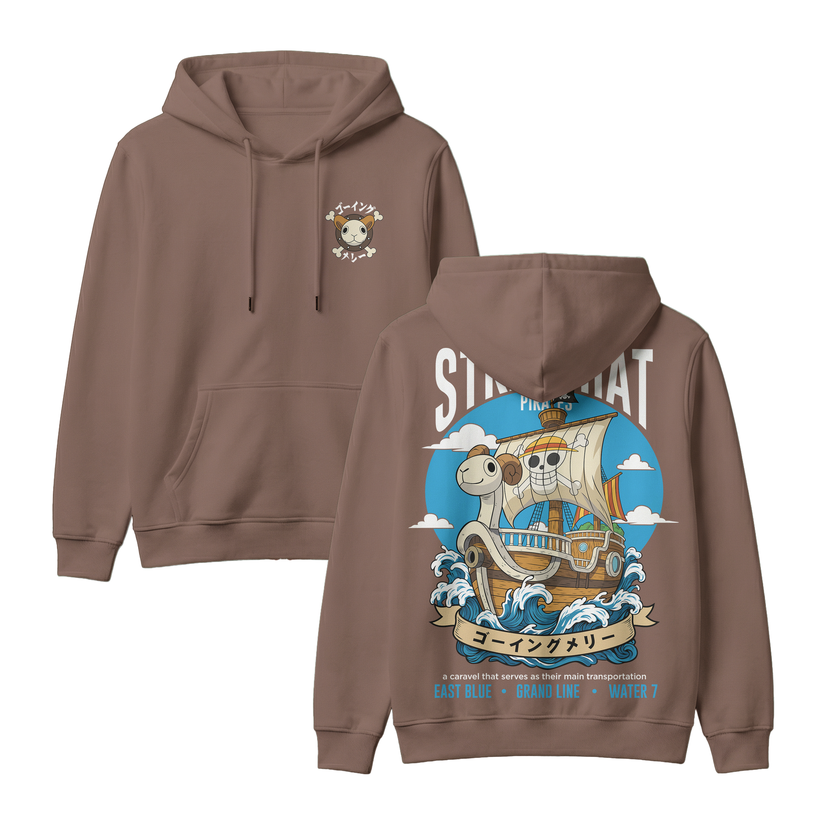 Anime One Piece Straw Hat Pirates Thousand Sunny Journey Pullover Hoodie - RZM017