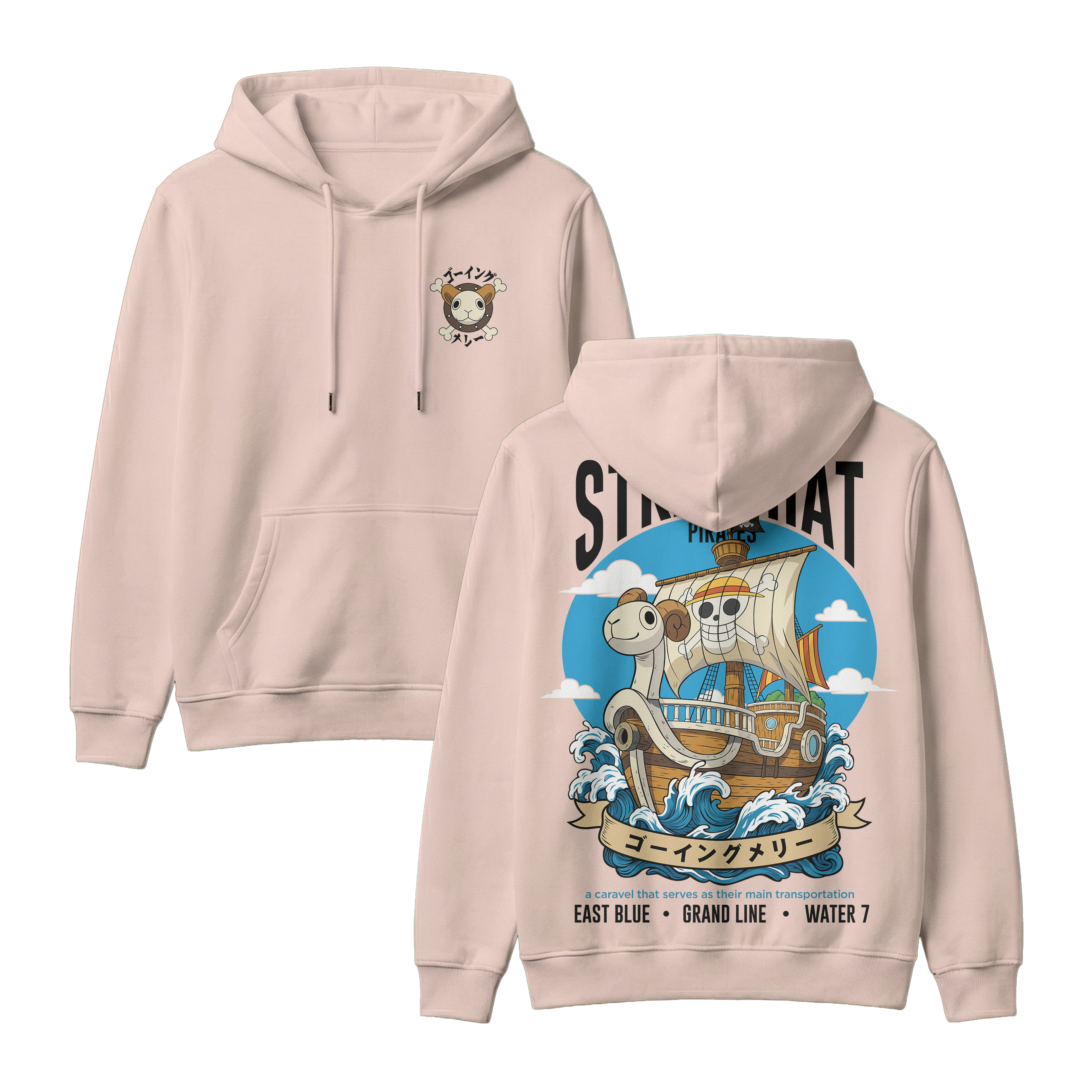 Anime One Piece Straw Hat Pirates Thousand Sunny Journey Pullover Hoodie - RZM017