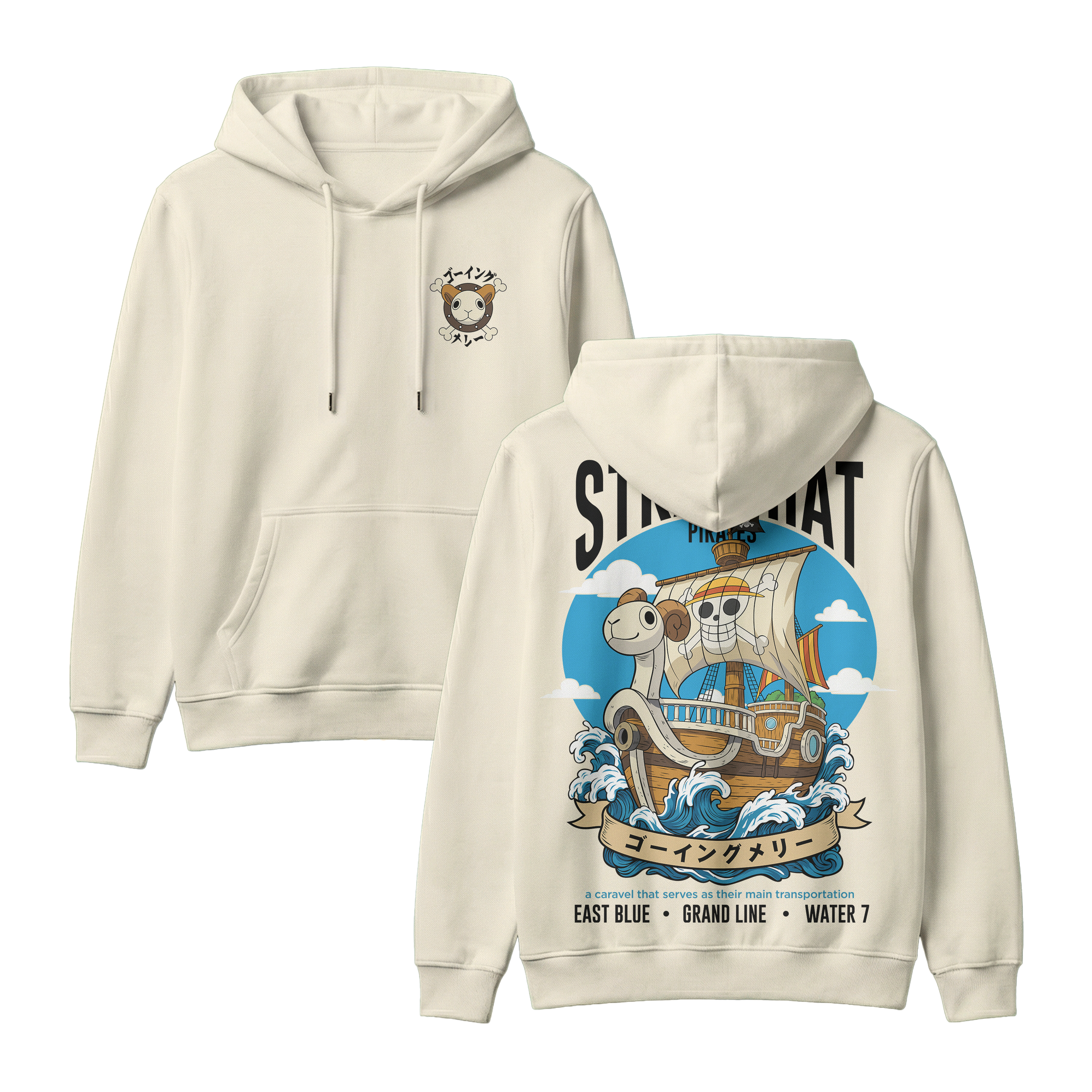 Anime One Piece Straw Hat Pirates Thousand Sunny Journey Pullover Hoodie - RZM017