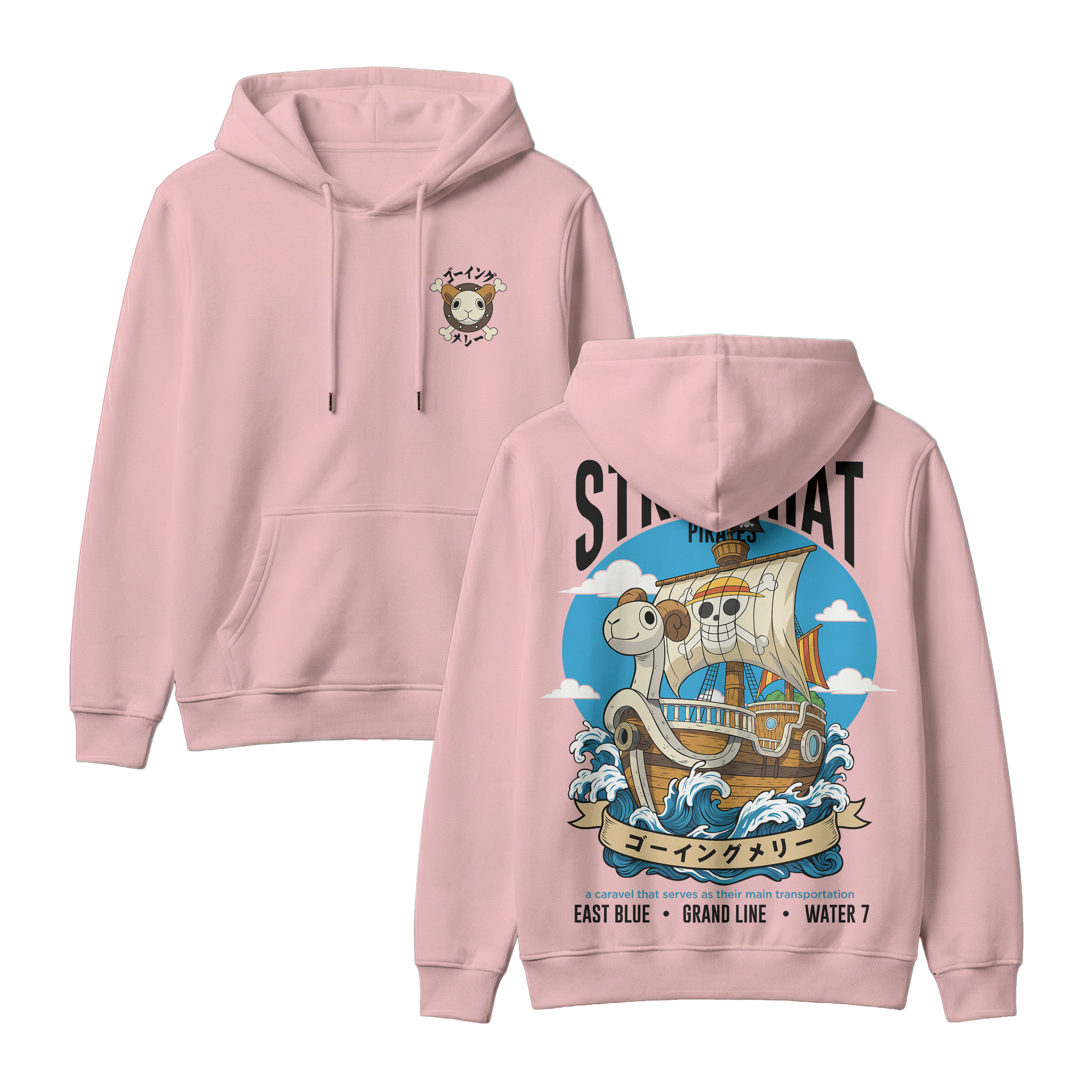Anime One Piece Straw Hat Pirates Thousand Sunny Journey Pullover Hoodie - RZM017