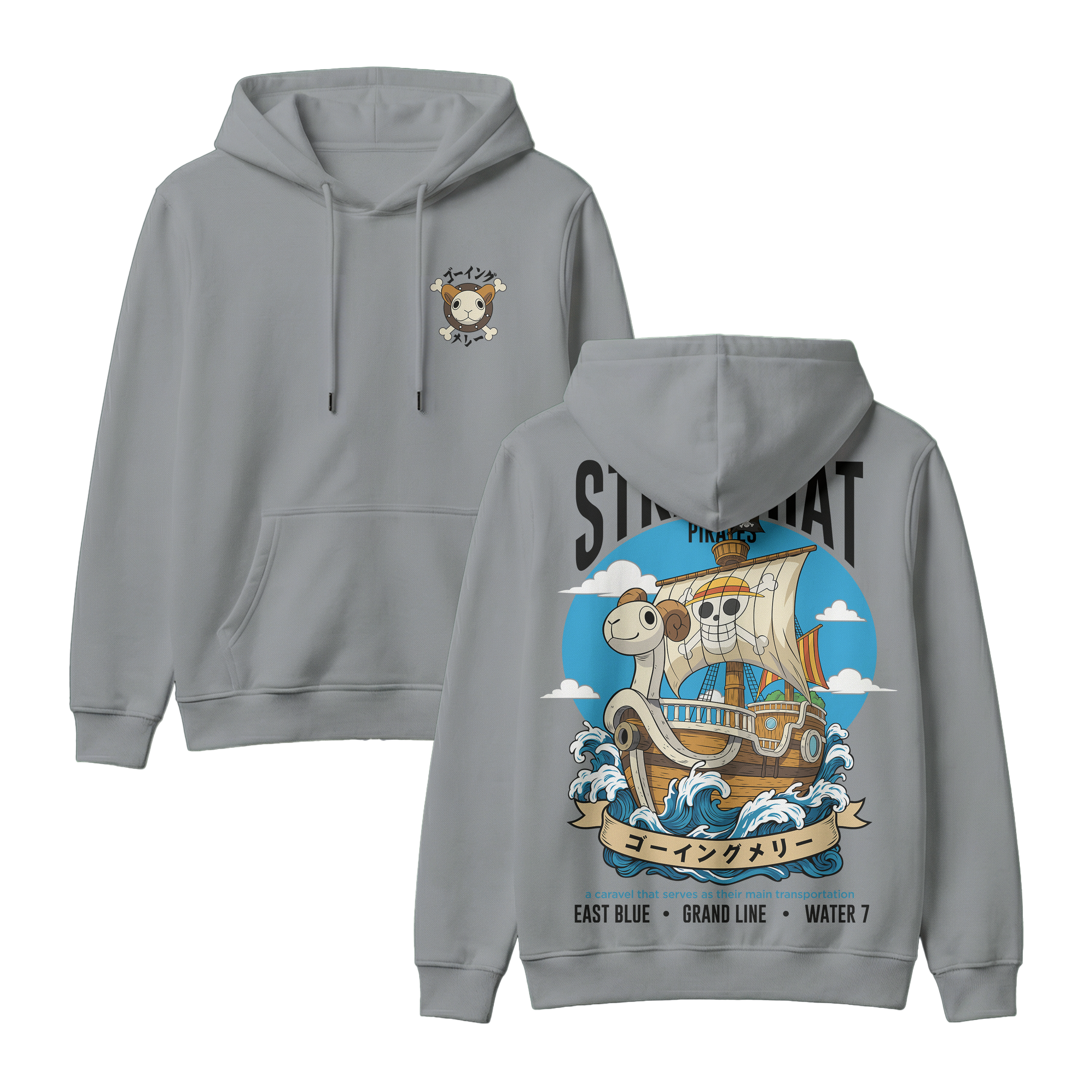 Anime One Piece Straw Hat Pirates Thousand Sunny Journey Pullover Hoodie - RZM017