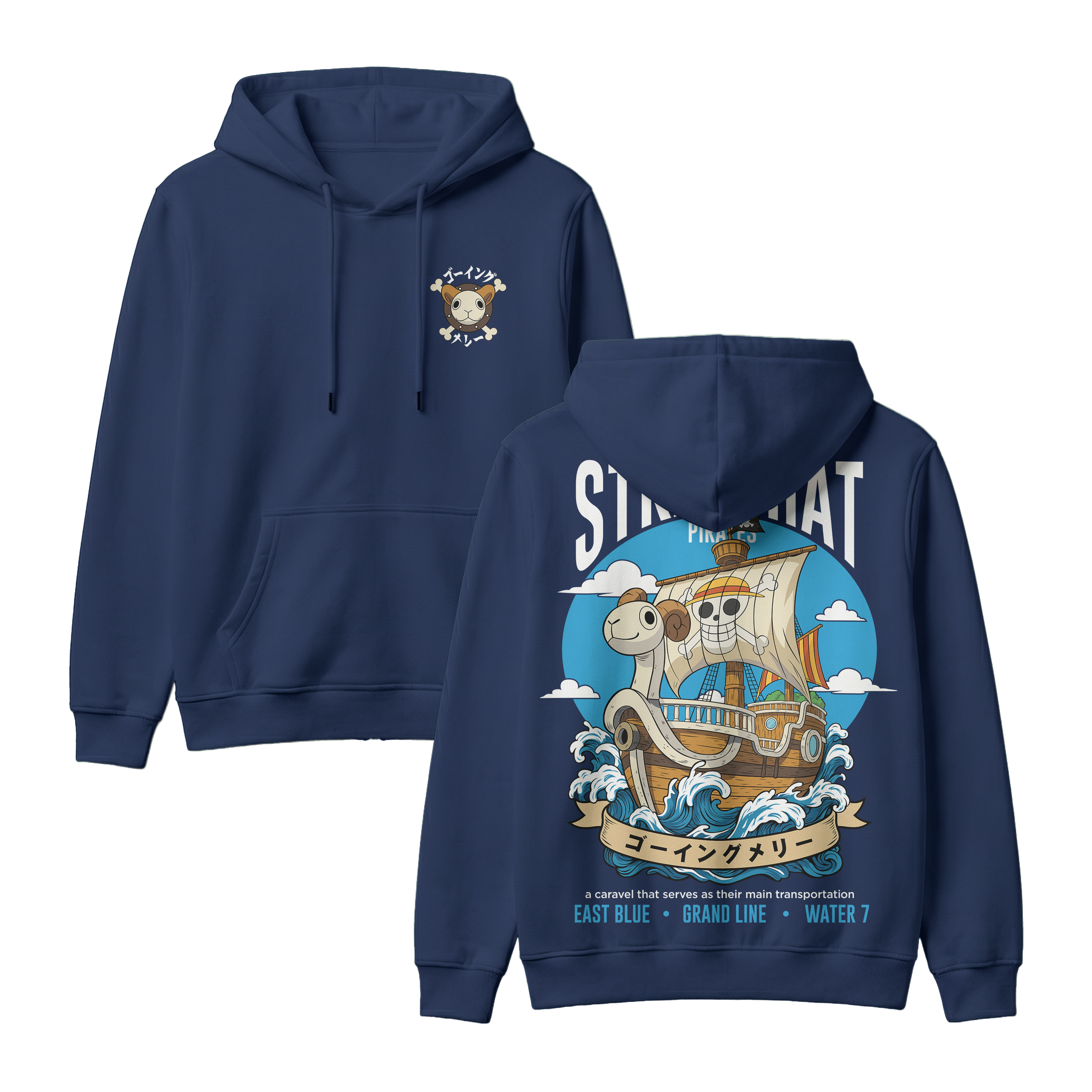 Anime One Piece Straw Hat Pirates Thousand Sunny Journey Pullover Hoodie - RZM017