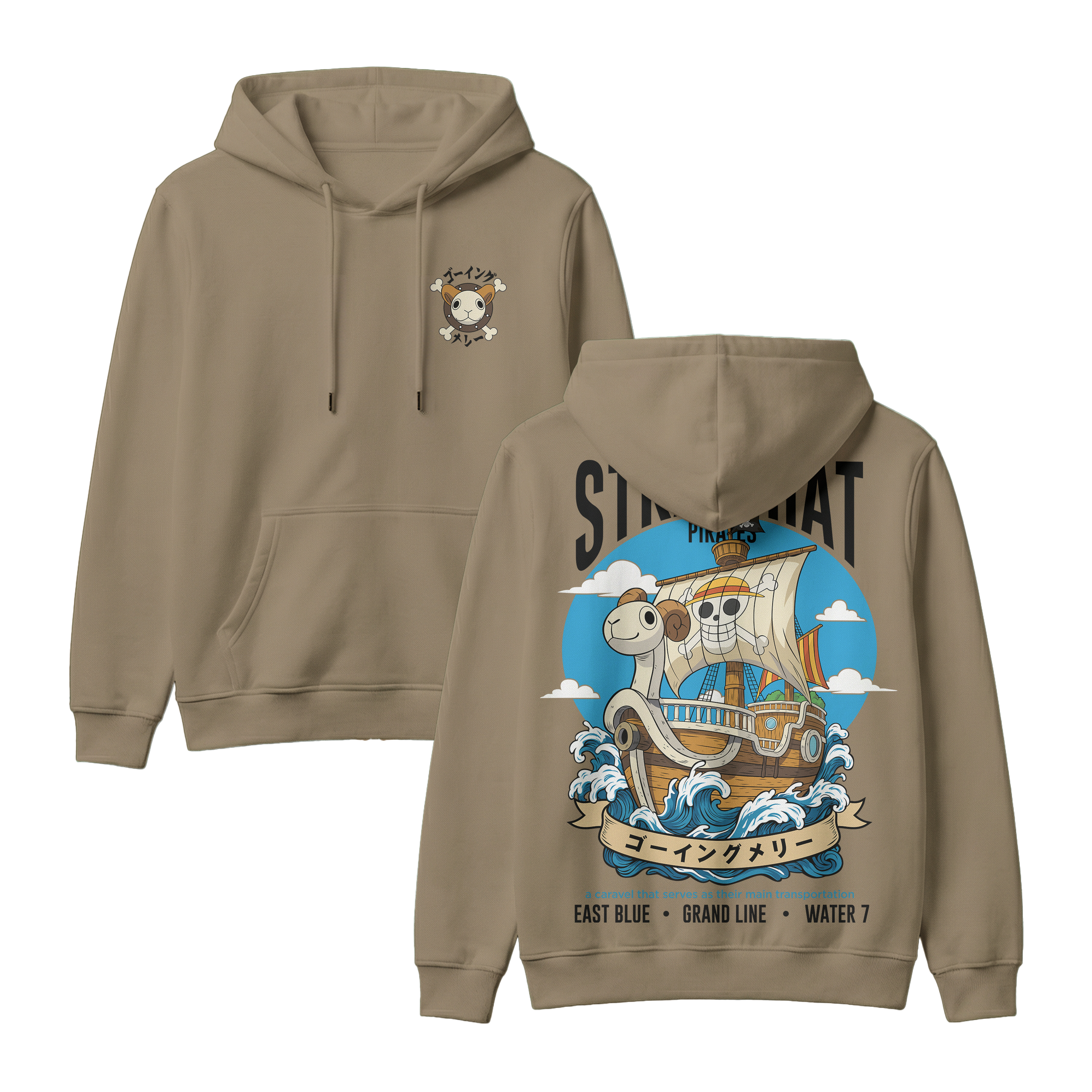 Anime One Piece Straw Hat Pirates Thousand Sunny Journey Pullover Hoodie - RZM017