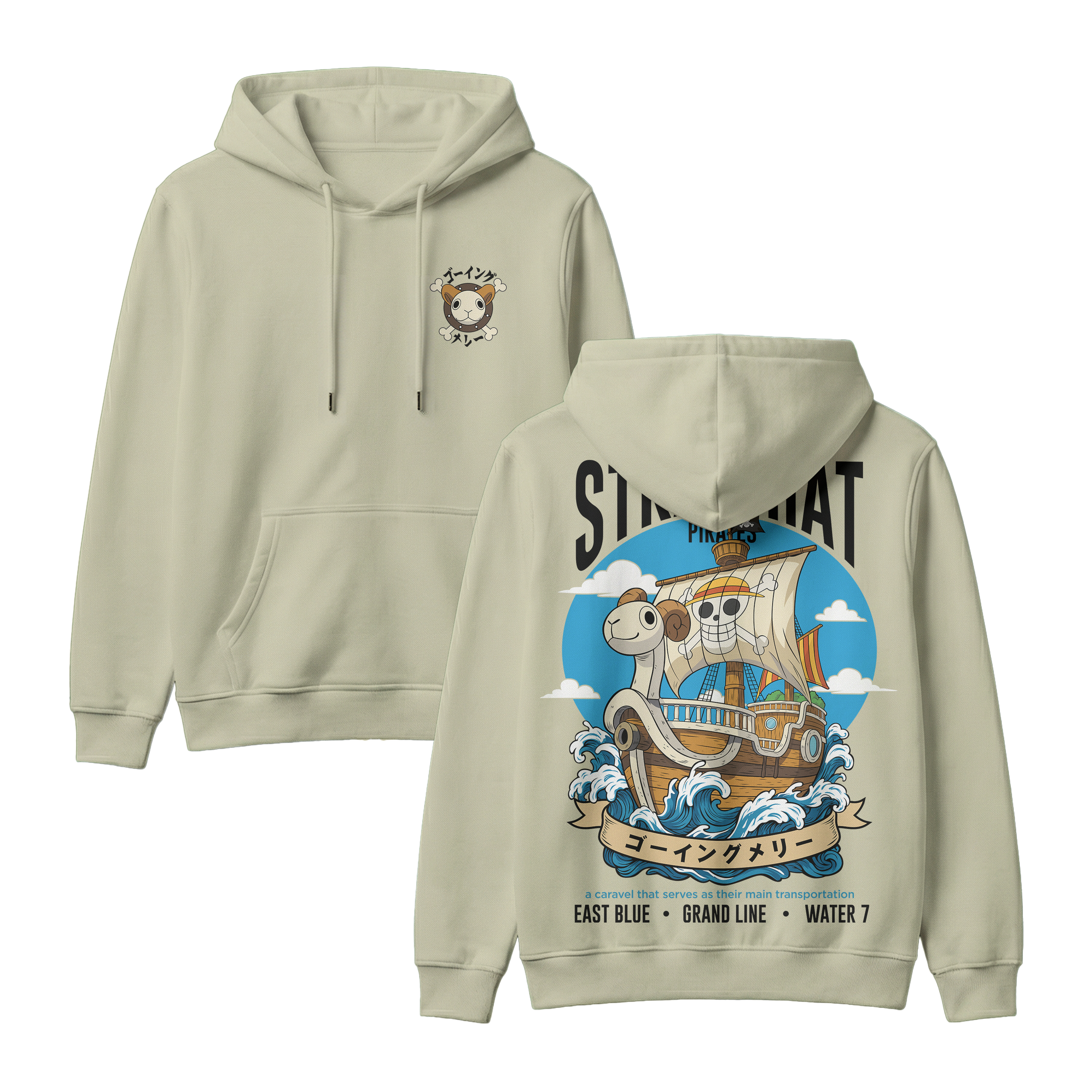 Anime One Piece Straw Hat Pirates Thousand Sunny Journey Pullover Hoodie - RZM017