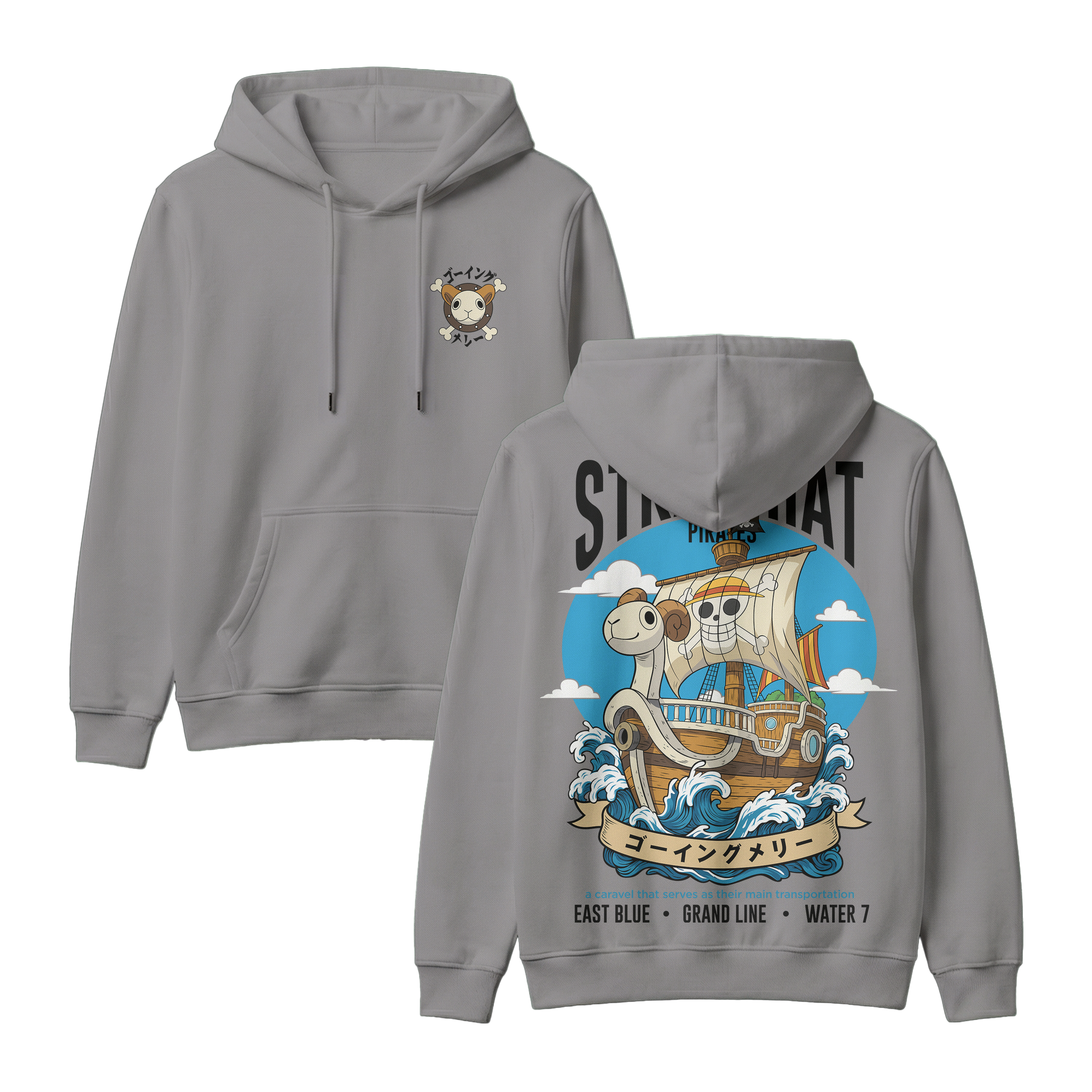 Anime One Piece Straw Hat Pirates Thousand Sunny Journey Pullover Hoodie - RZM017
