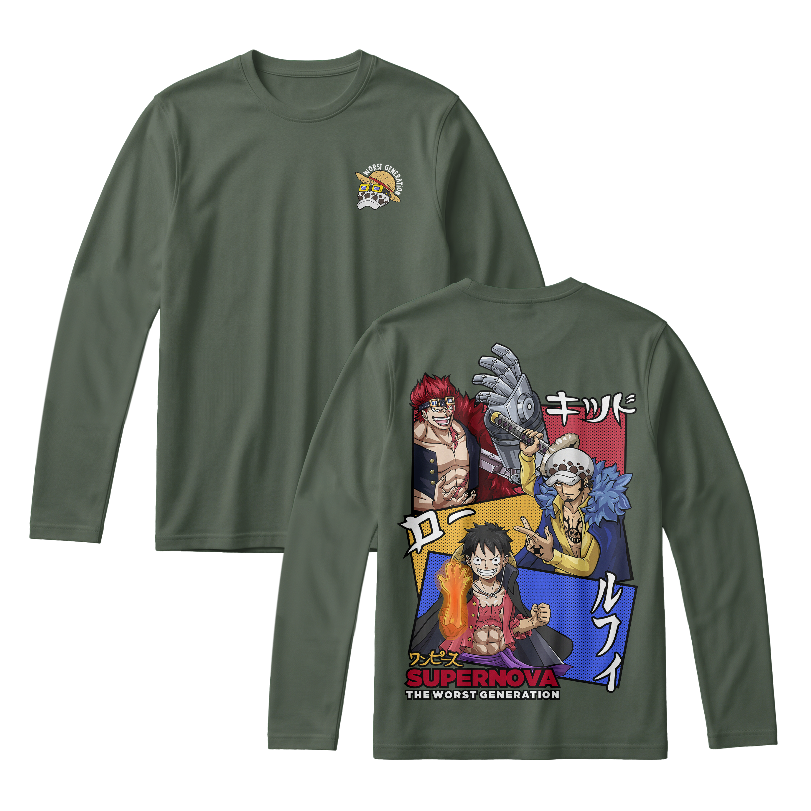 Anime One Piece Supernova The Worst Generation Long Sleeve Tee - RZM007