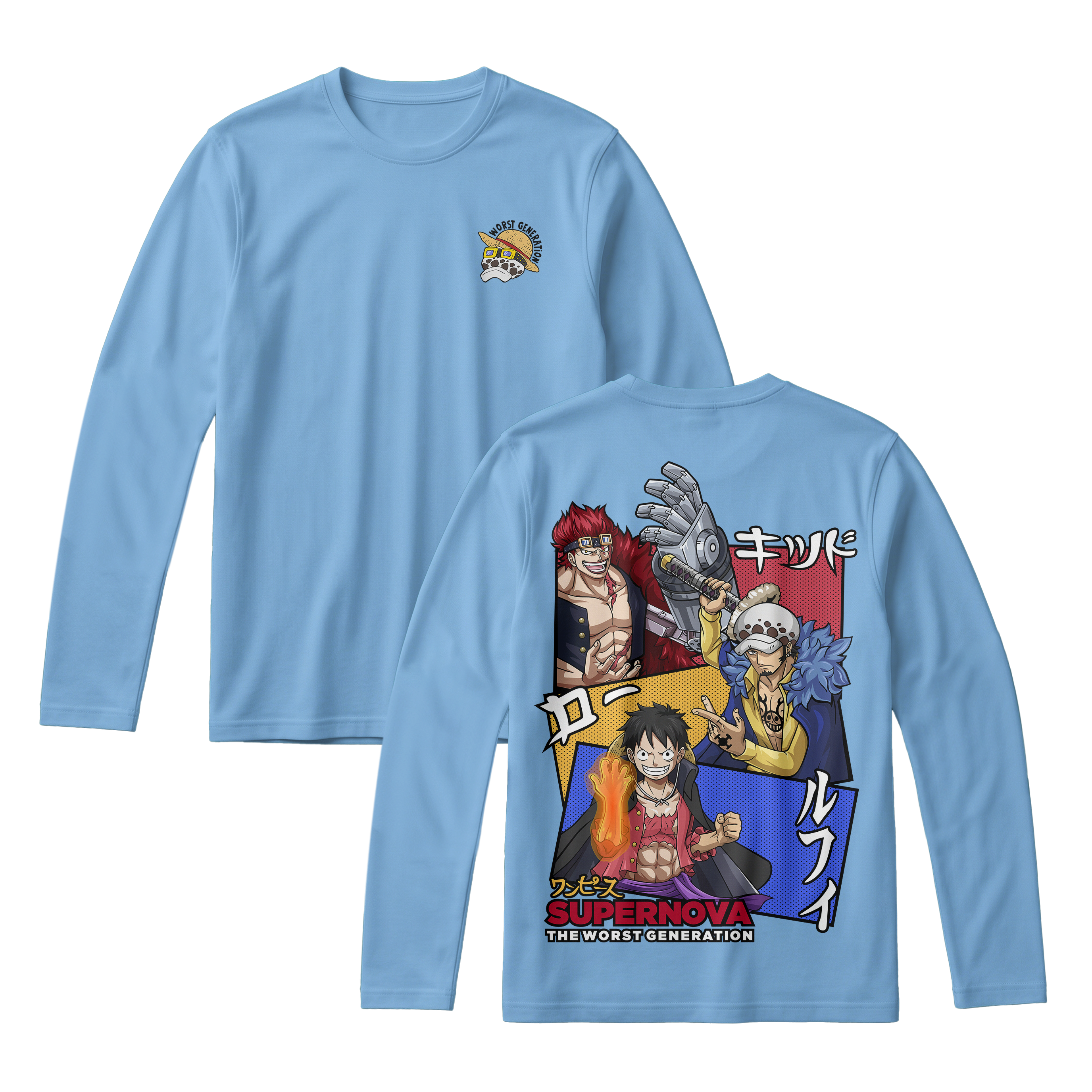 Anime One Piece Supernova The Worst Generation Long Sleeve Tee - RZM007