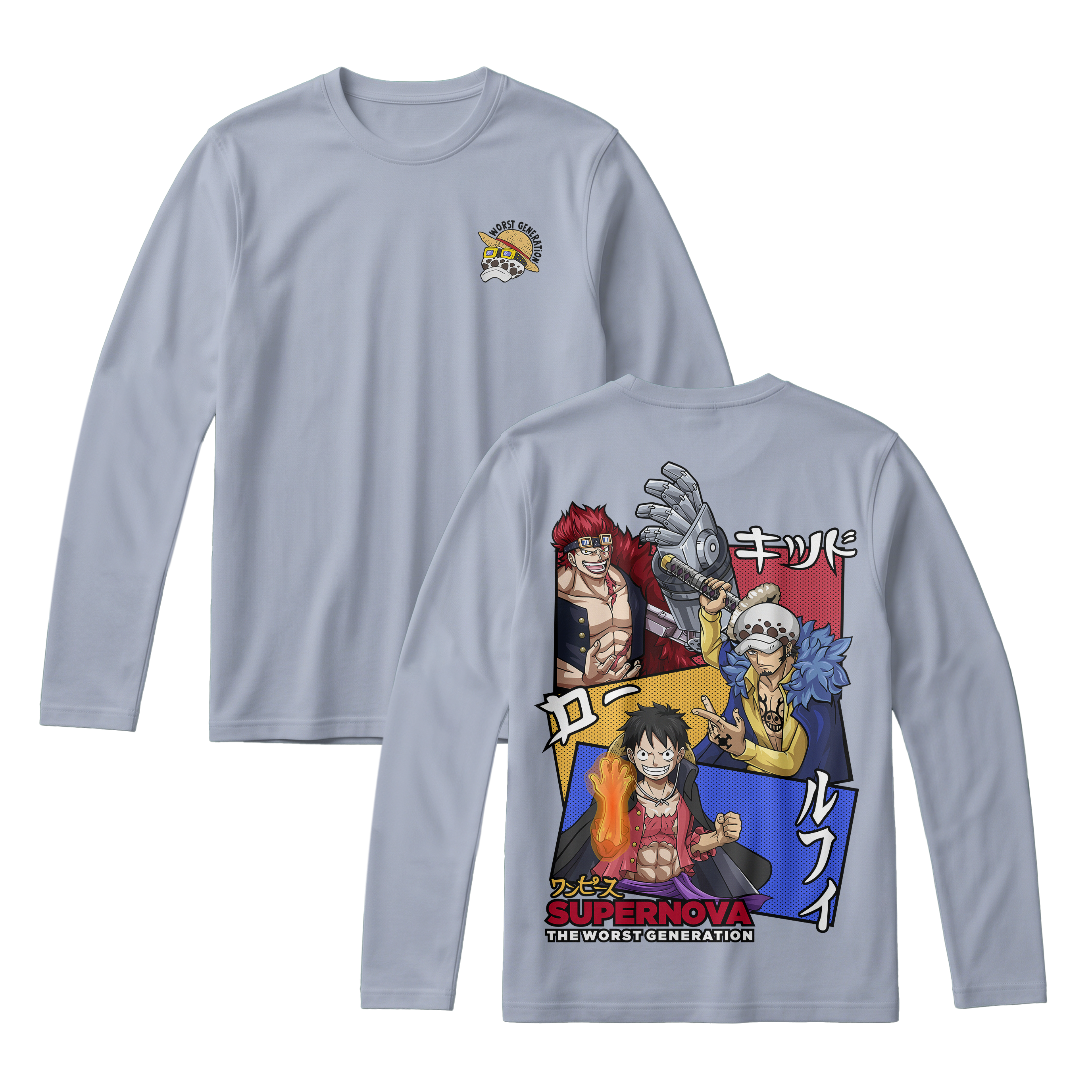 Anime One Piece Supernova The Worst Generation Long Sleeve Tee - RZM007