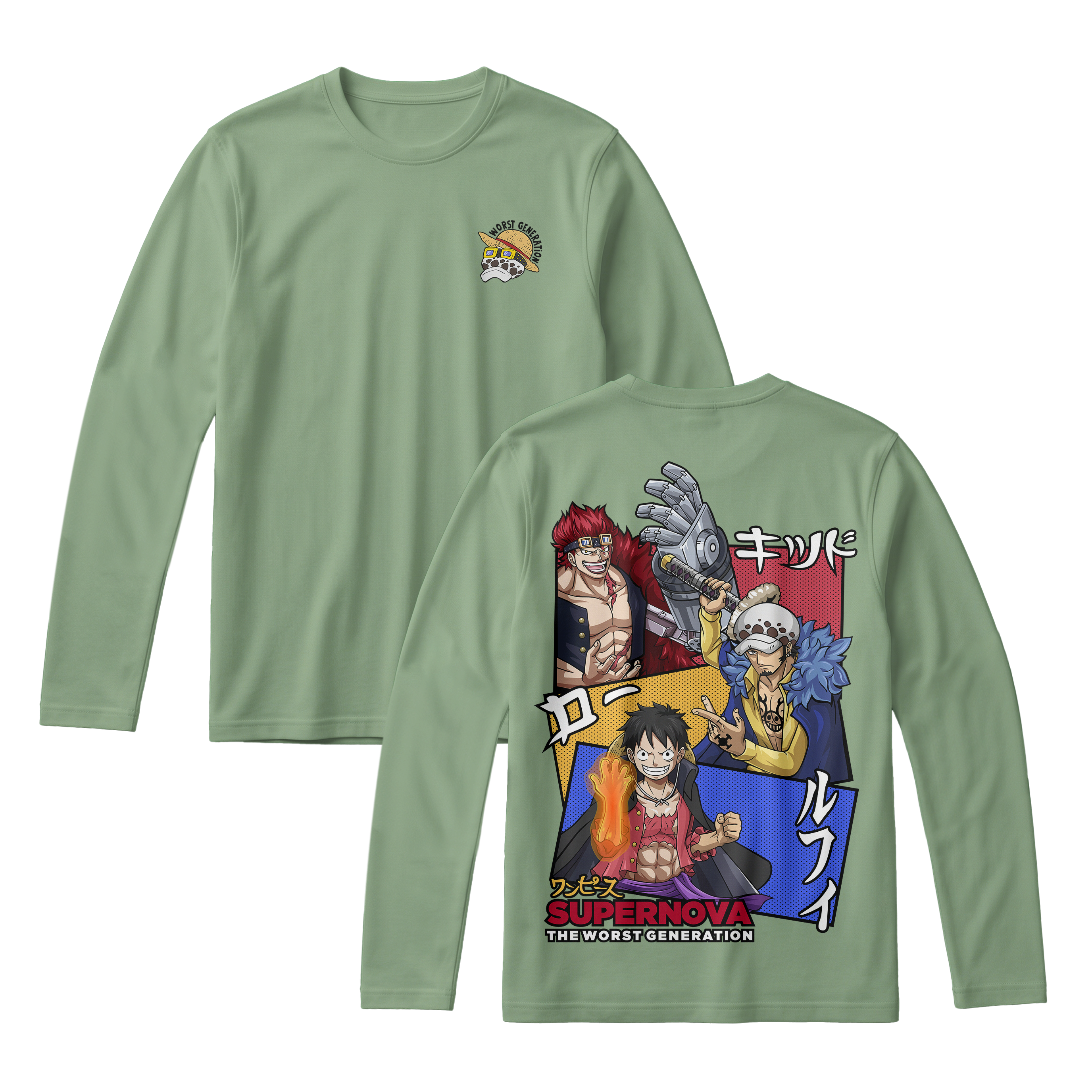 Anime One Piece Supernova The Worst Generation Long Sleeve Tee - RZM007