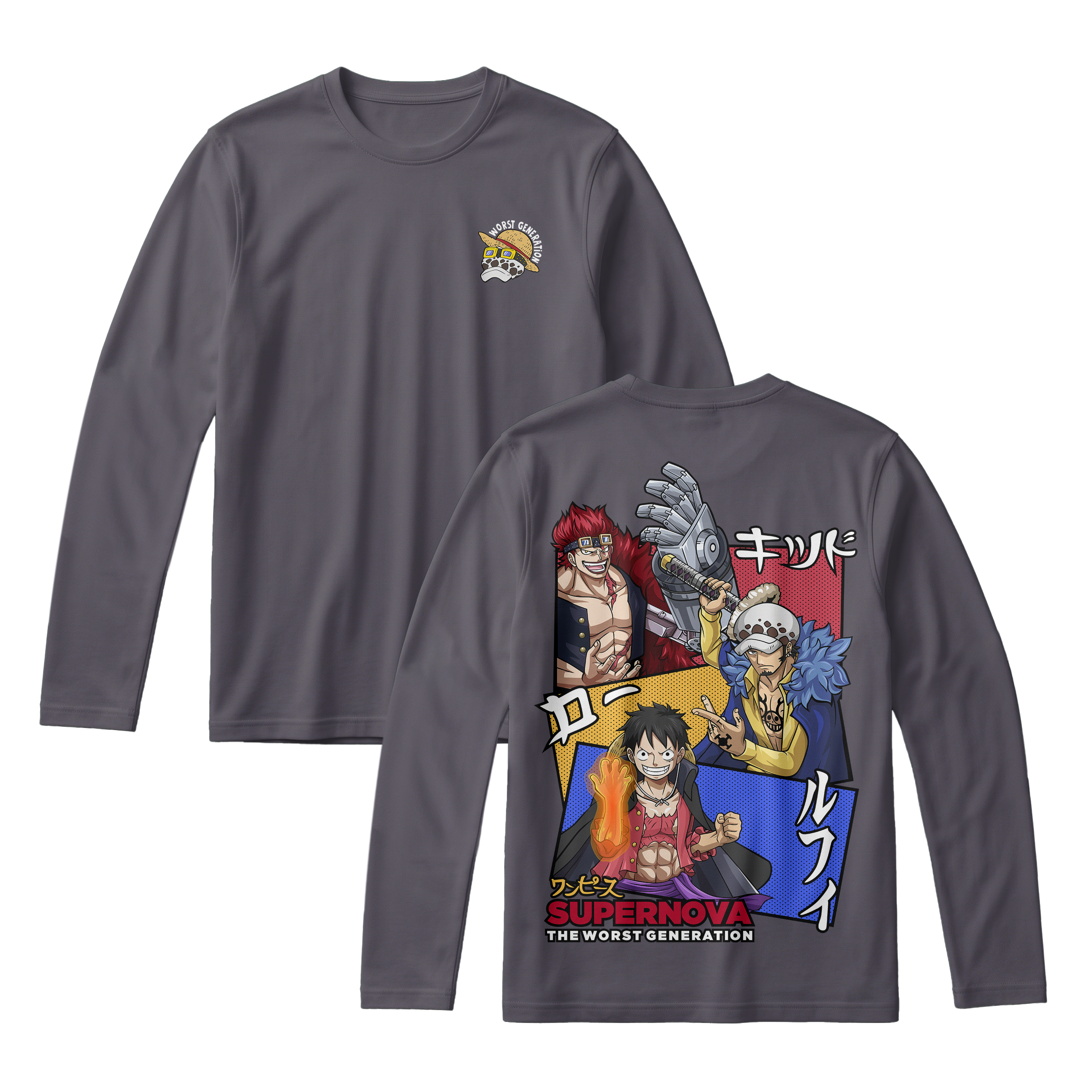 Anime One Piece Supernova The Worst Generation Long Sleeve Tee - RZM007