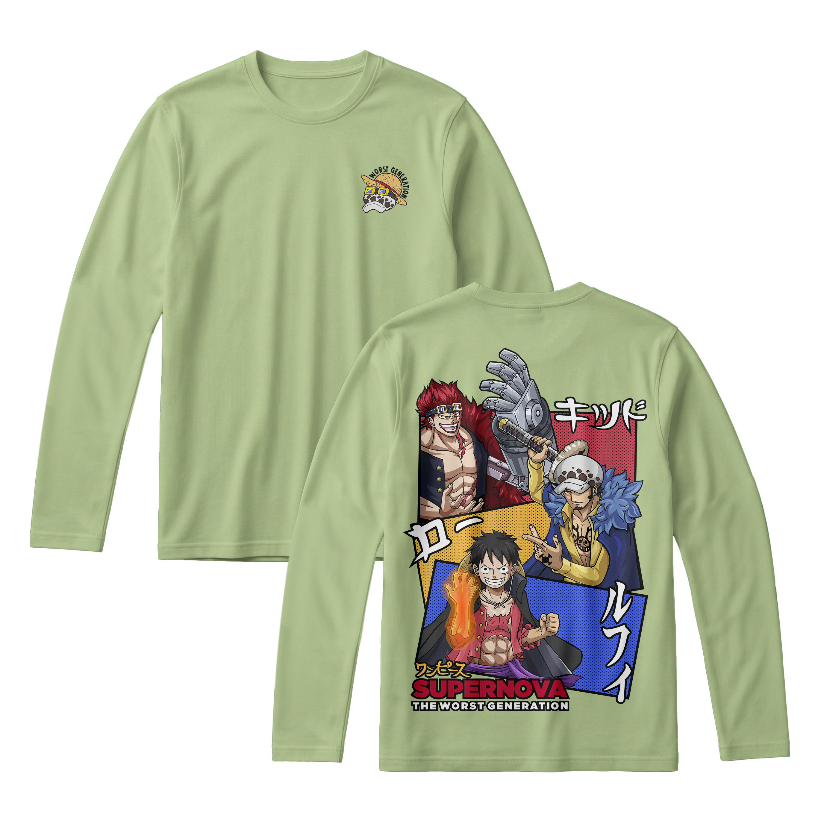 Anime One Piece Supernova The Worst Generation Long Sleeve Tee - RZM007