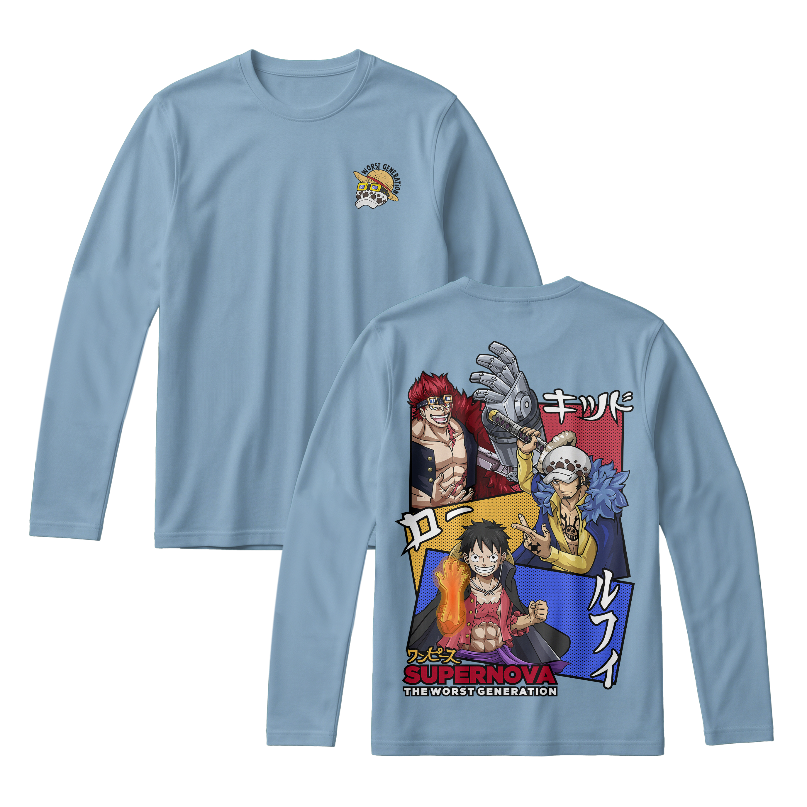 Anime One Piece Supernova The Worst Generation Long Sleeve Tee - RZM007