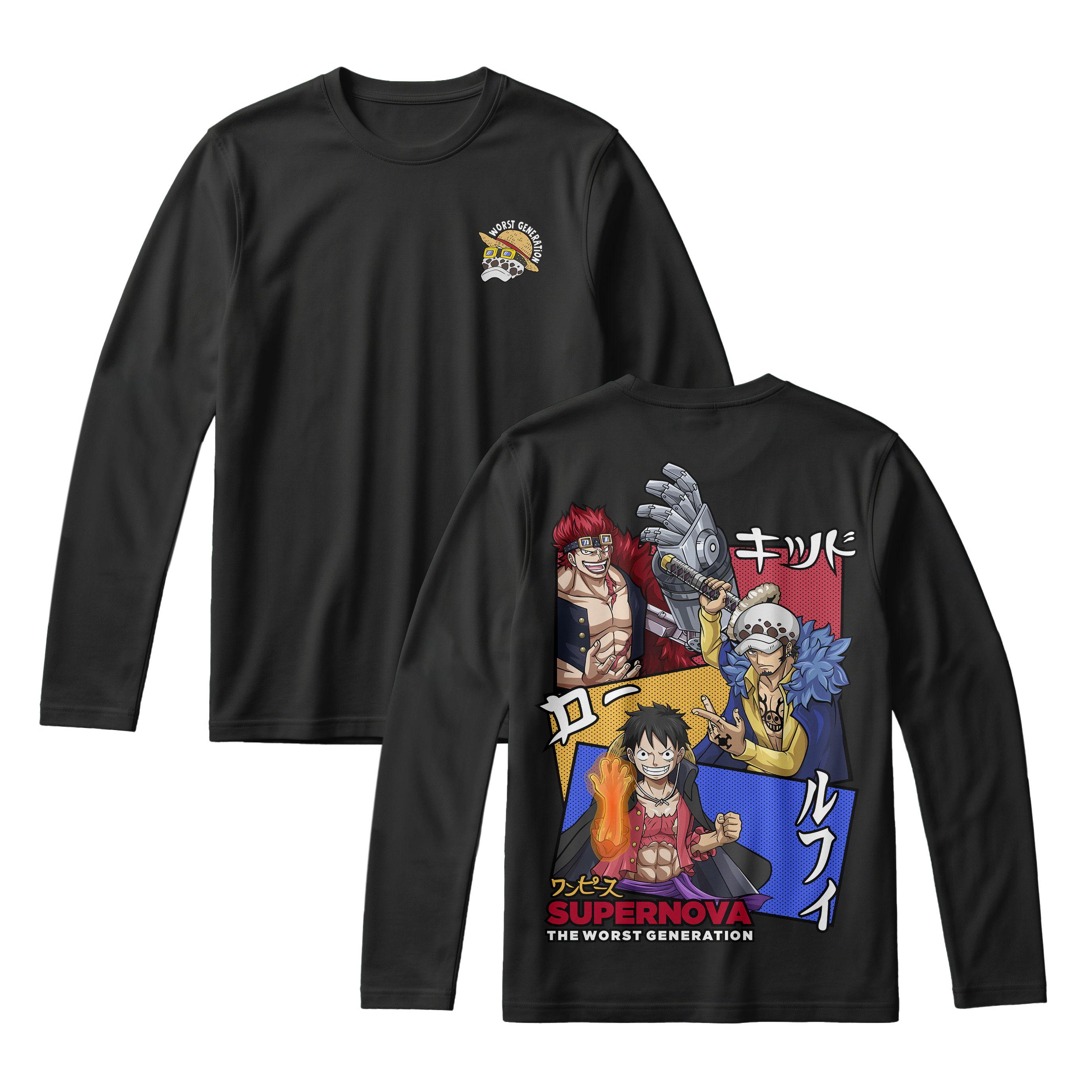 Anime One Piece Supernova The Worst Generation Long Sleeve Tee - RZM007