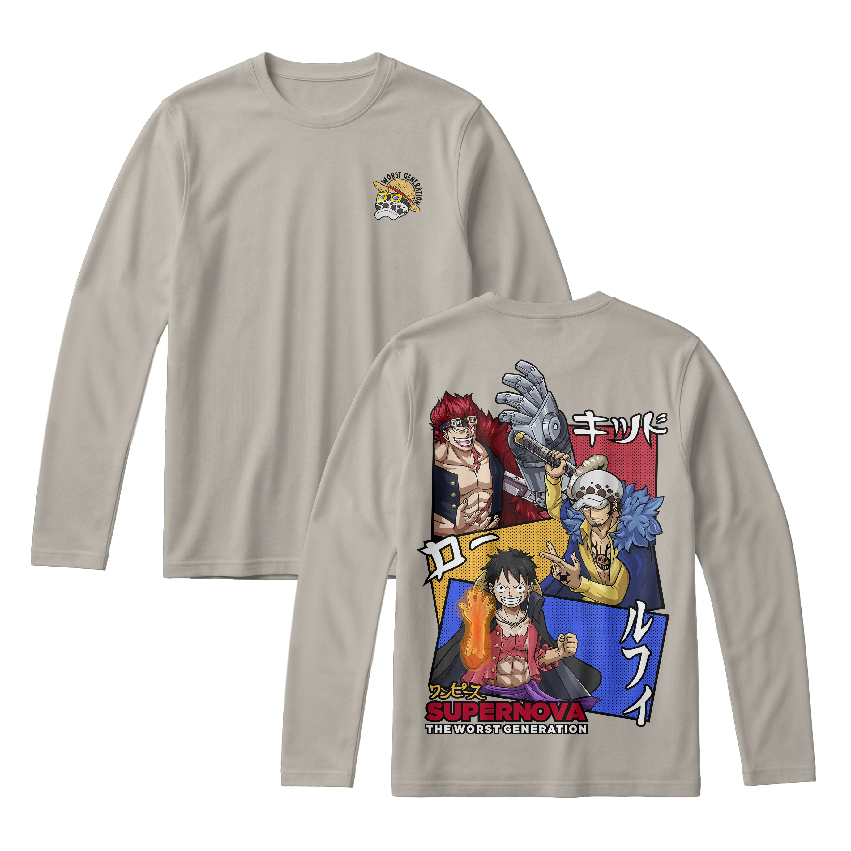 Anime One Piece Supernova The Worst Generation Long Sleeve Tee - RZM007