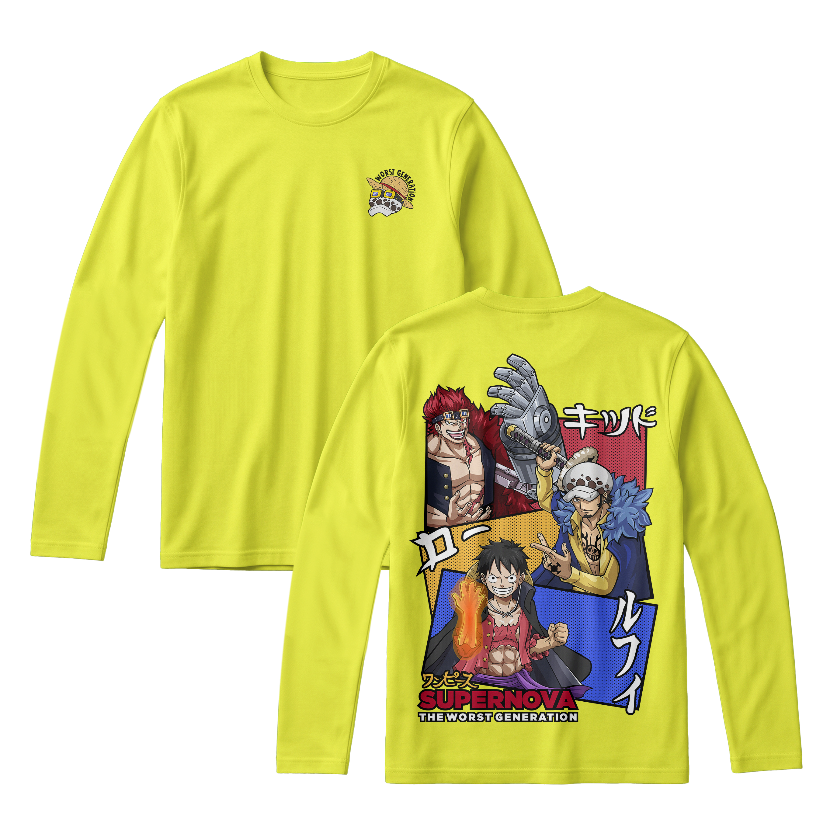 Anime One Piece Supernova The Worst Generation Long Sleeve Tee - RZM007