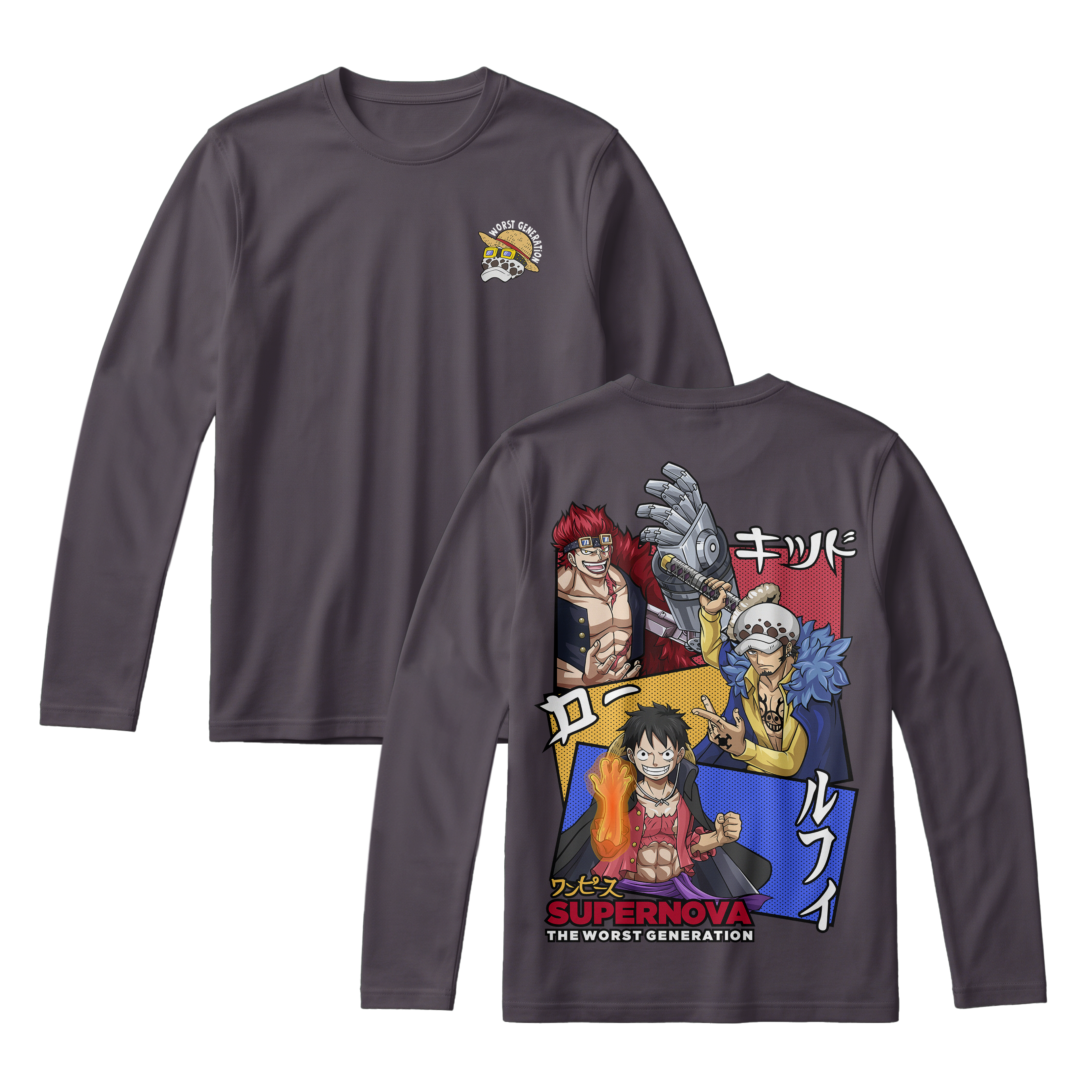 Anime One Piece Supernova The Worst Generation Long Sleeve Tee - RZM007