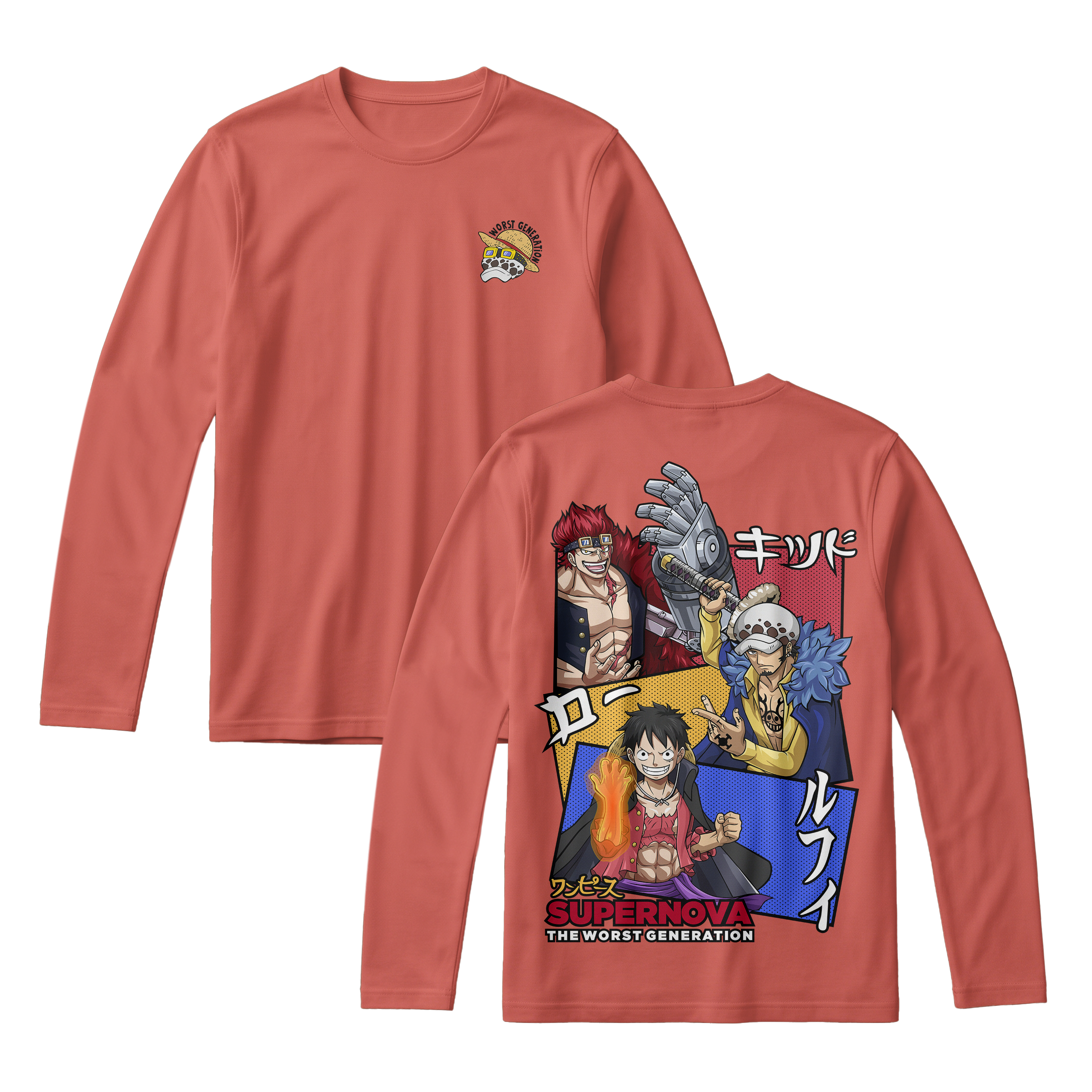 Anime One Piece Supernova The Worst Generation Long Sleeve Tee - RZM007