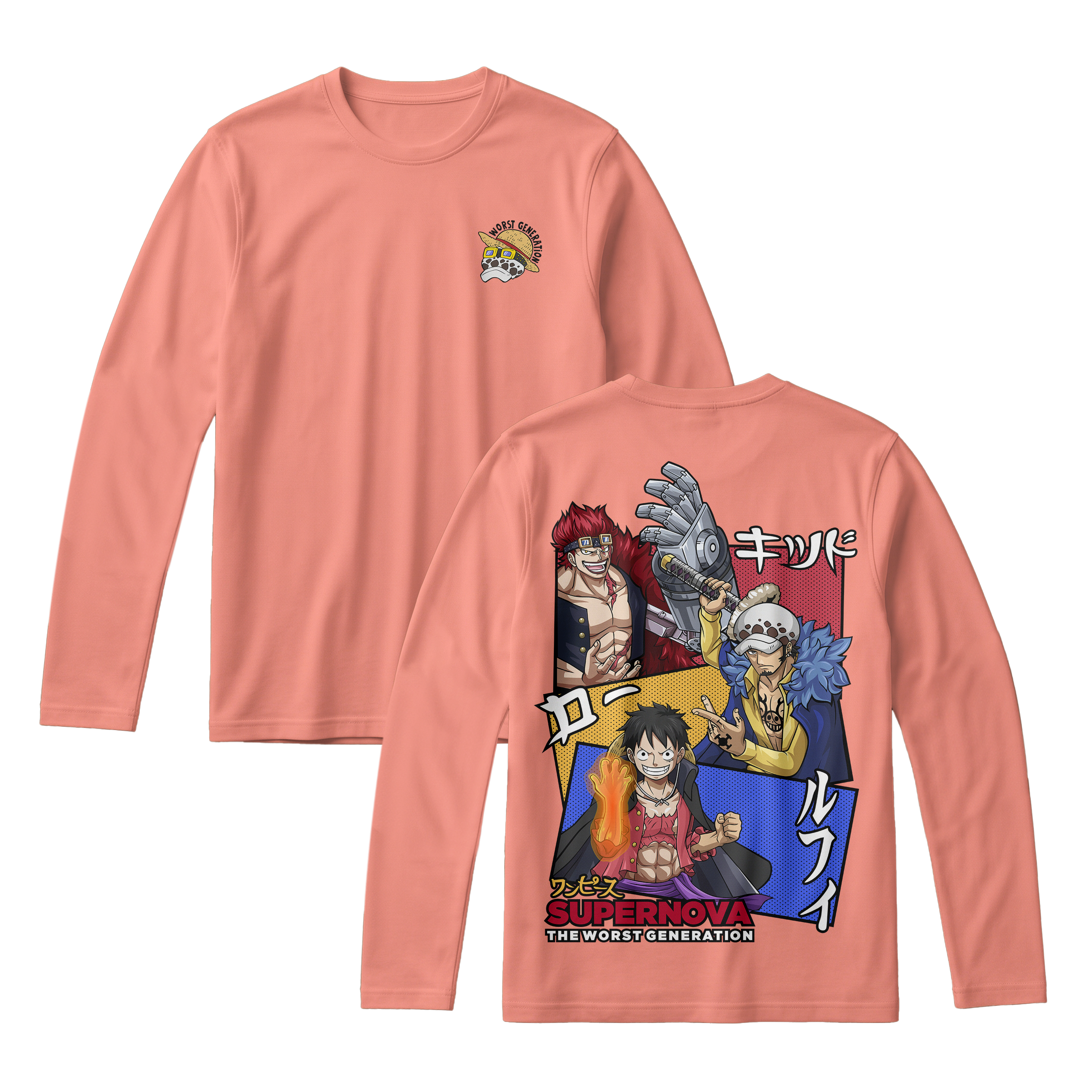 Anime One Piece Supernova The Worst Generation Long Sleeve Tee - RZM007