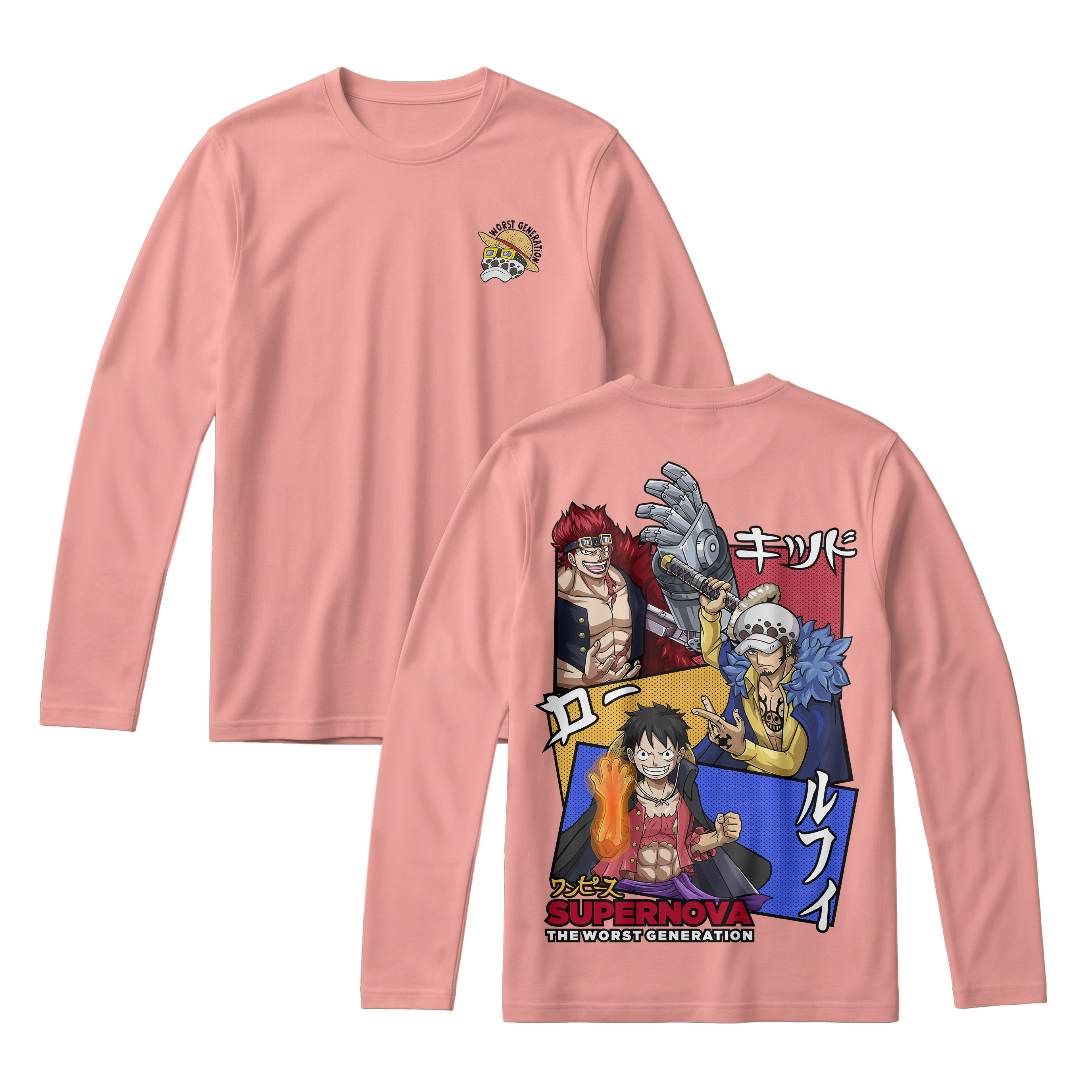 Anime One Piece Supernova The Worst Generation Long Sleeve Tee - RZM007