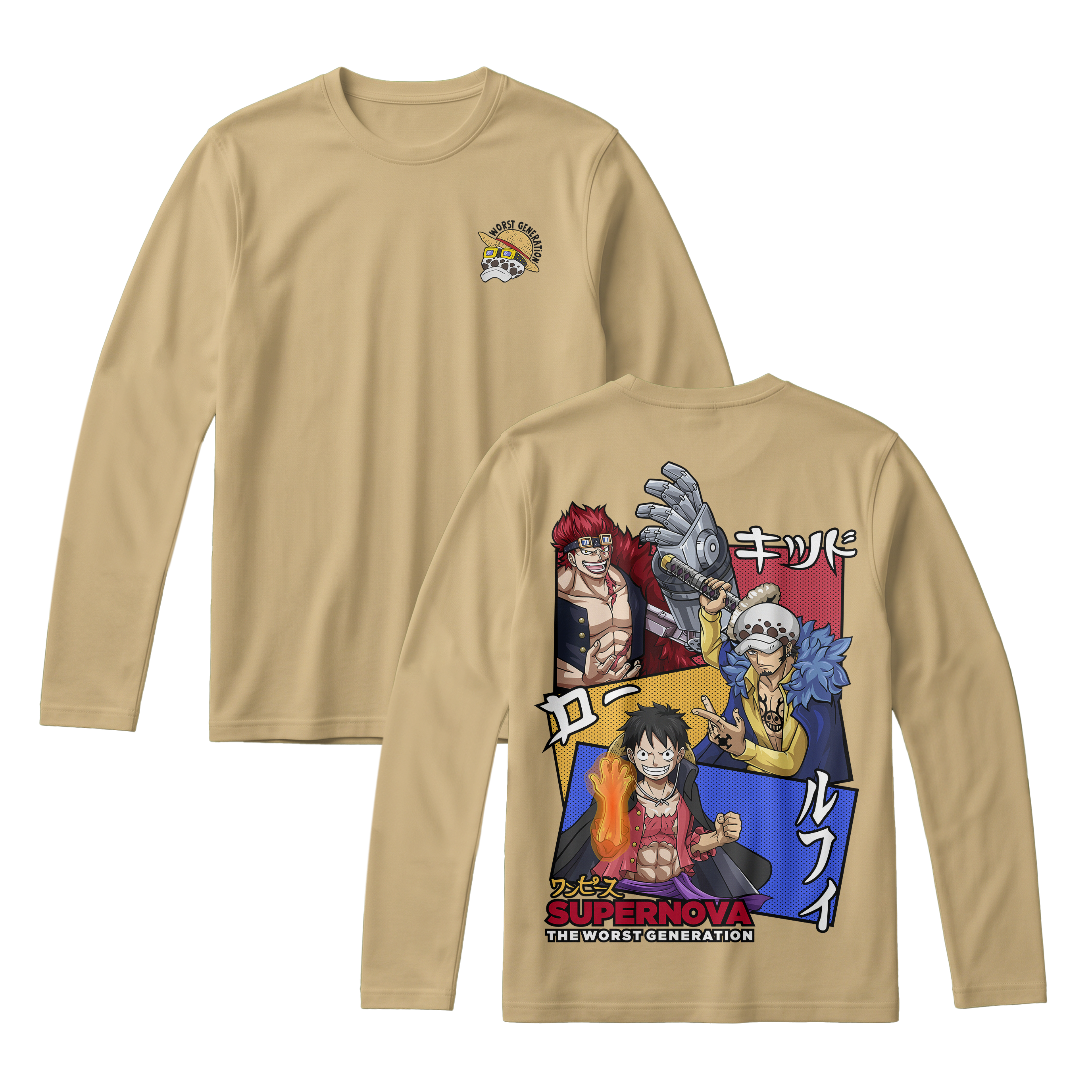 Anime One Piece Supernova The Worst Generation Long Sleeve Tee - RZM007