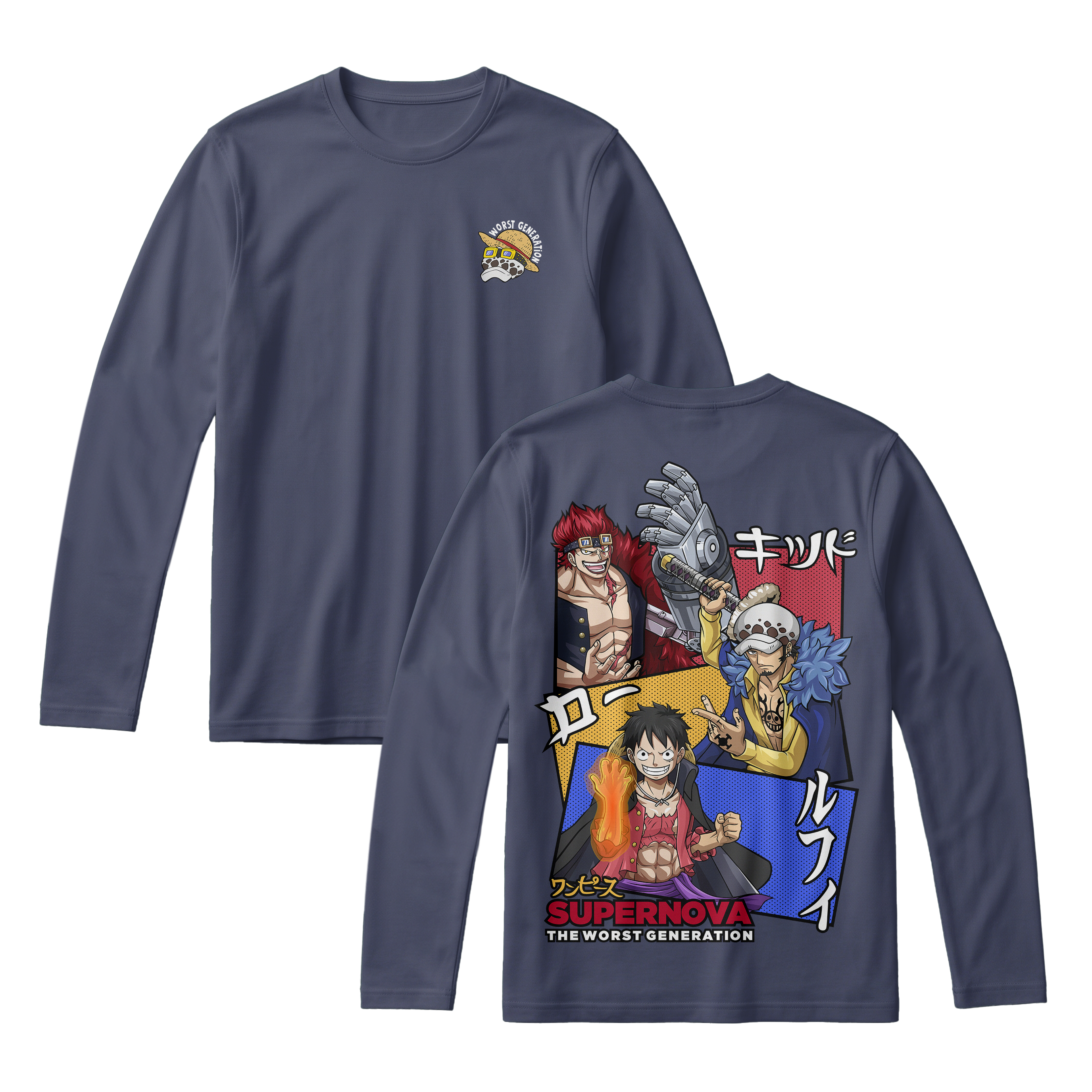 Anime One Piece Supernova The Worst Generation Long Sleeve Tee - RZM007
