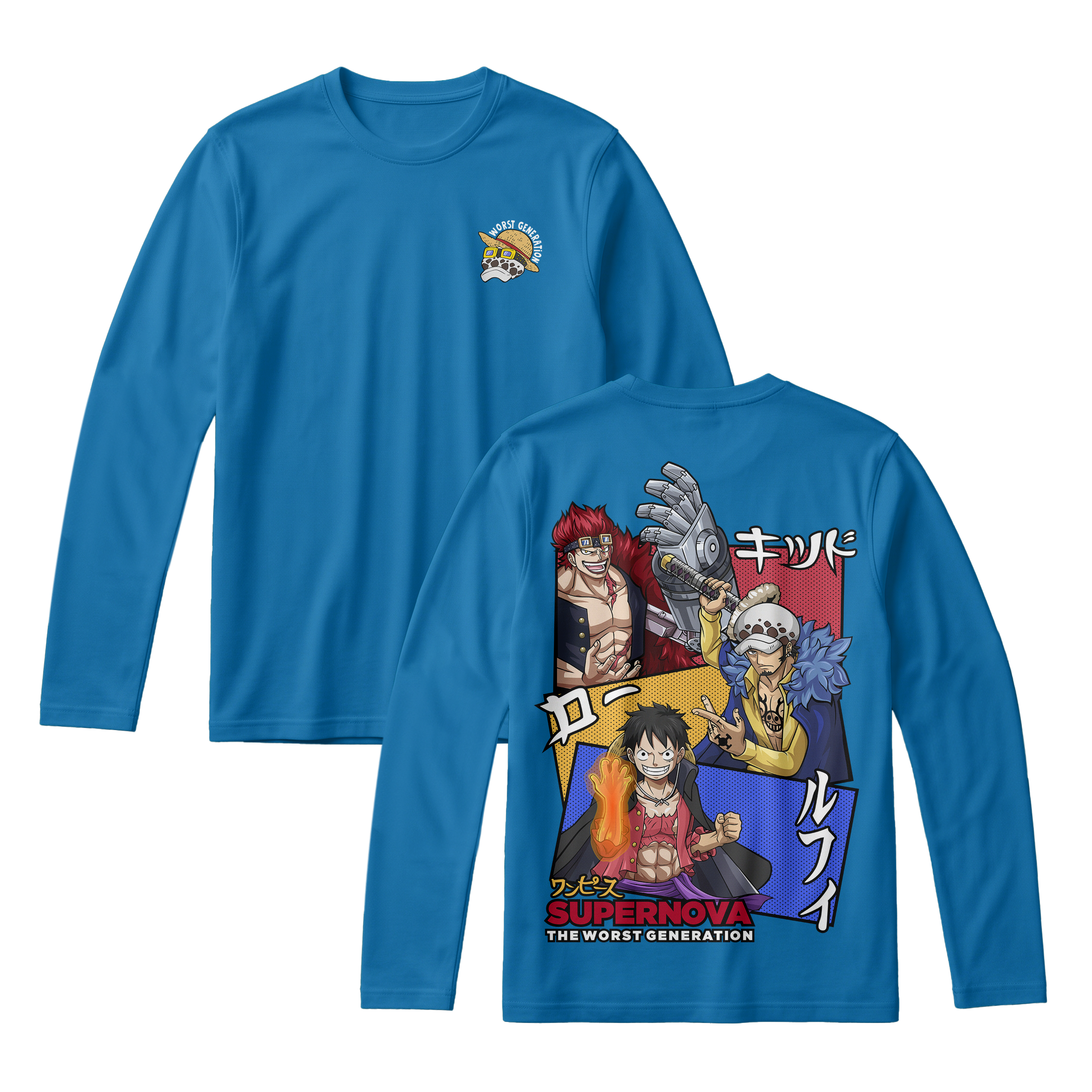 Anime One Piece Supernova The Worst Generation Long Sleeve Tee - RZM007