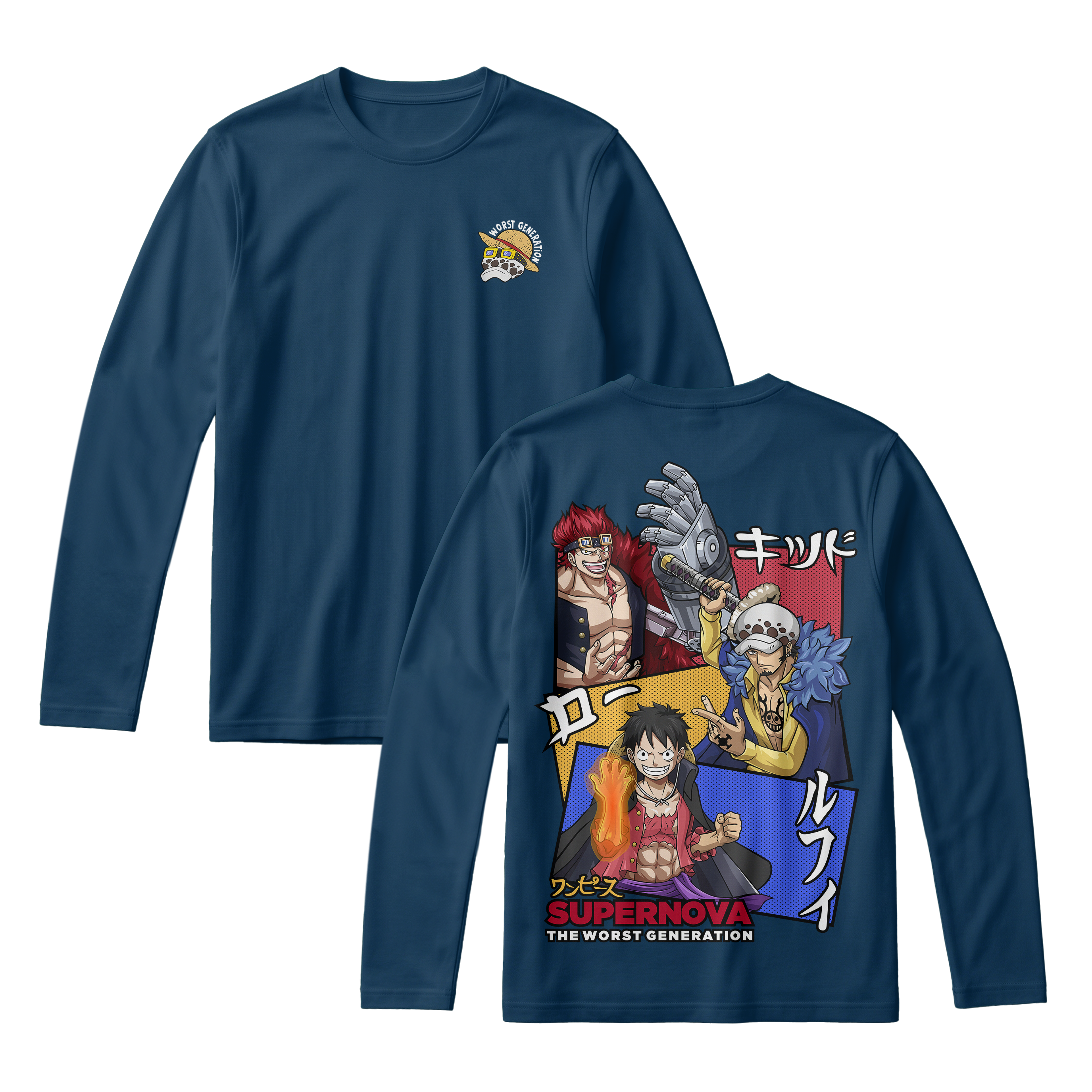 Anime One Piece Supernova The Worst Generation Long Sleeve Tee - RZM007