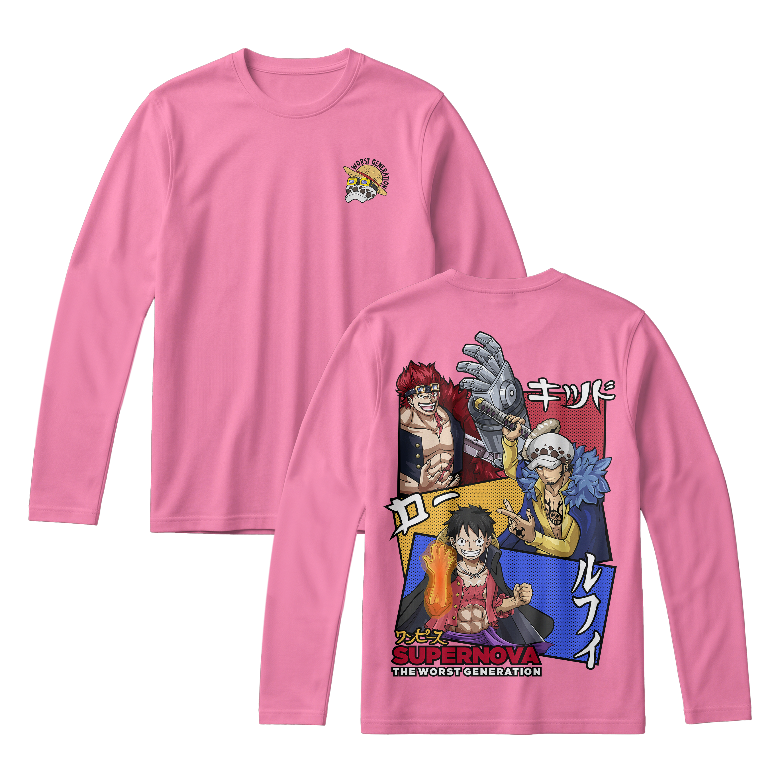 Anime One Piece Supernova The Worst Generation Long Sleeve Tee - RZM007