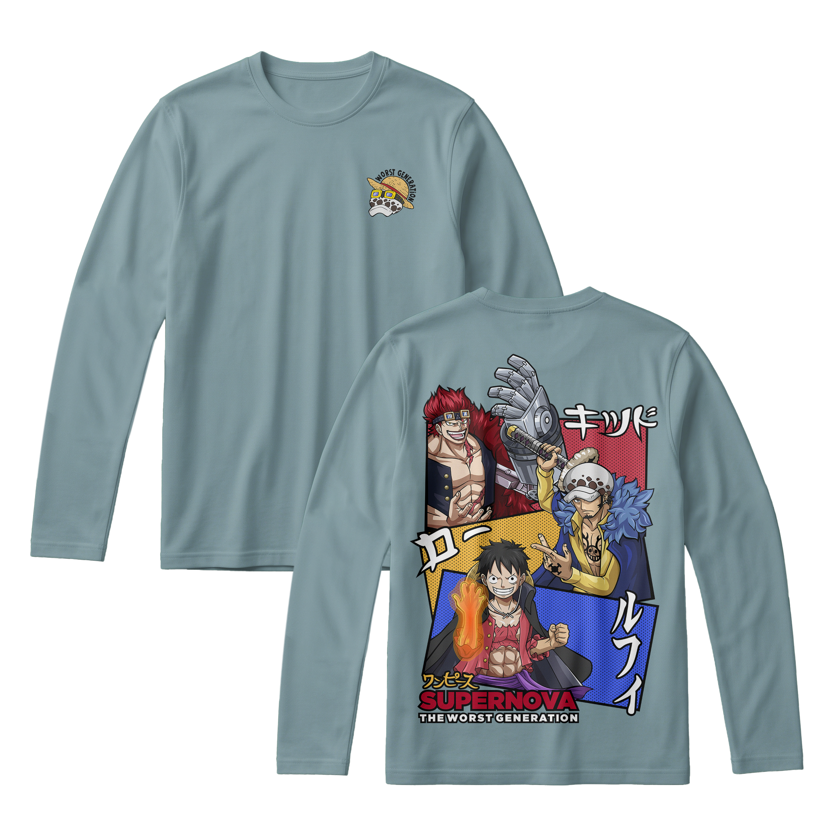 Anime One Piece Supernova The Worst Generation Long Sleeve Tee - RZM007