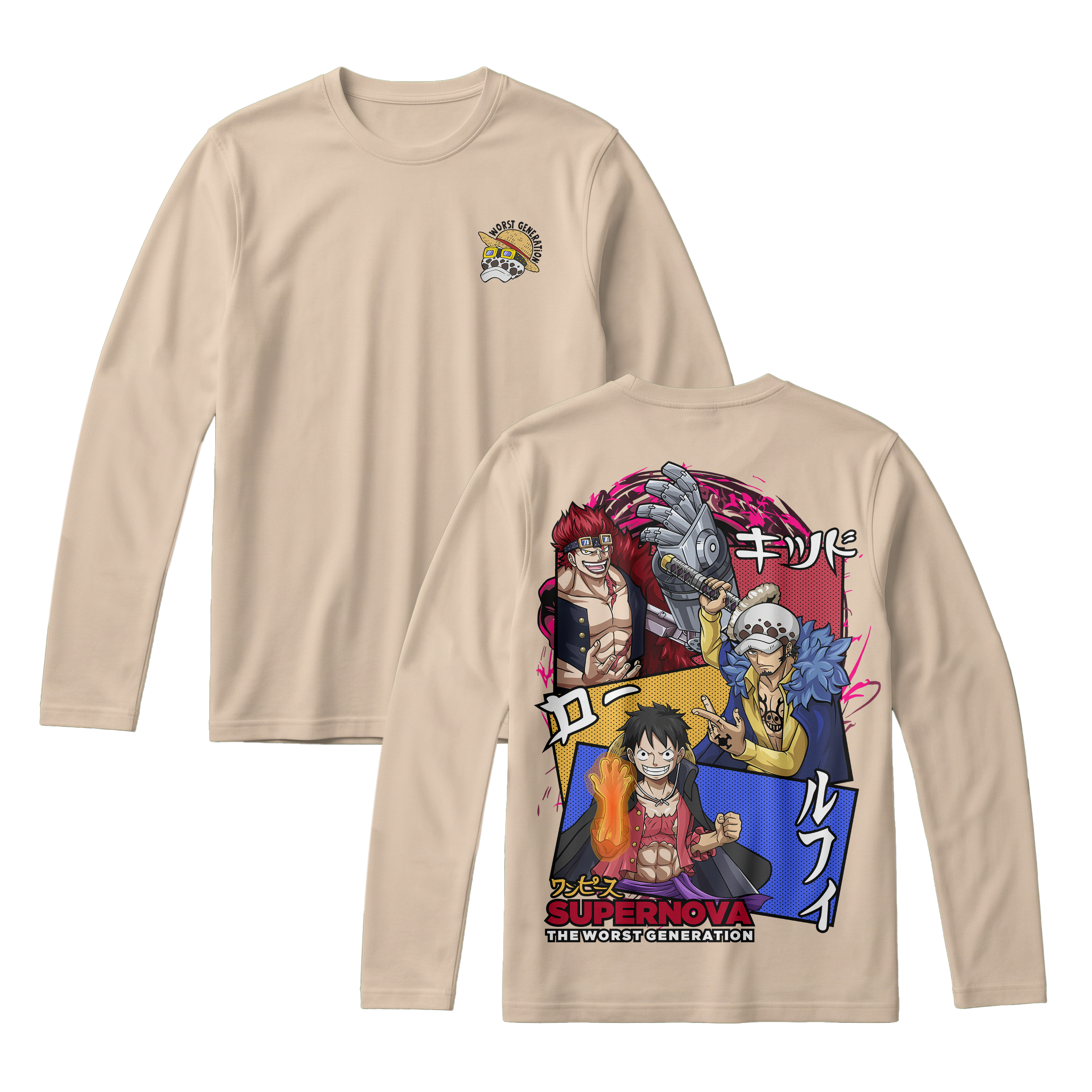 Anime One Piece Supernova The Worst Generation Long Sleeve Tee - RZM007