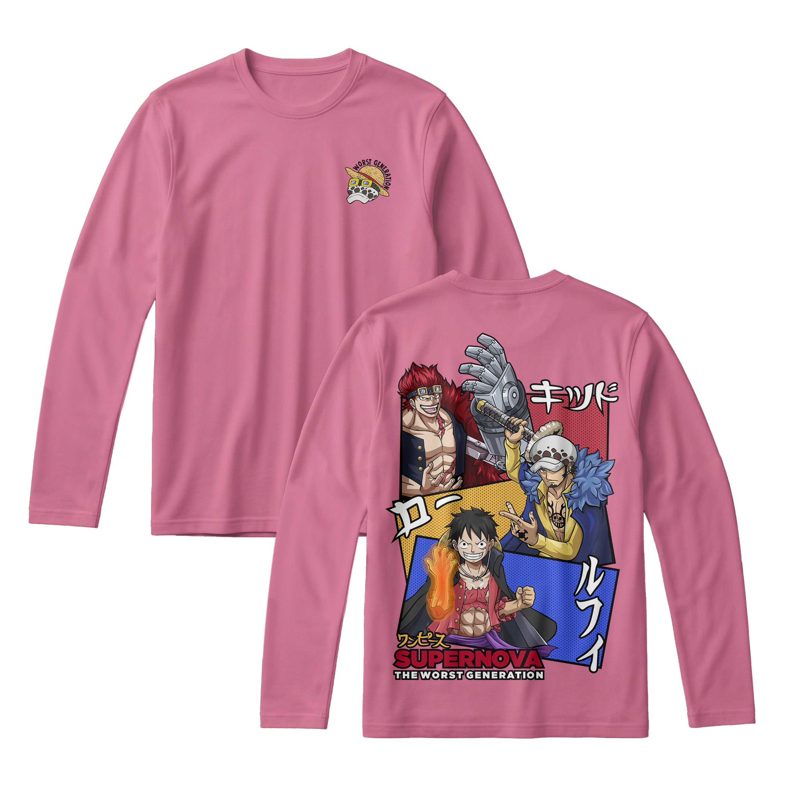 Anime One Piece Supernova The Worst Generation Long Sleeve Tee - RZM007