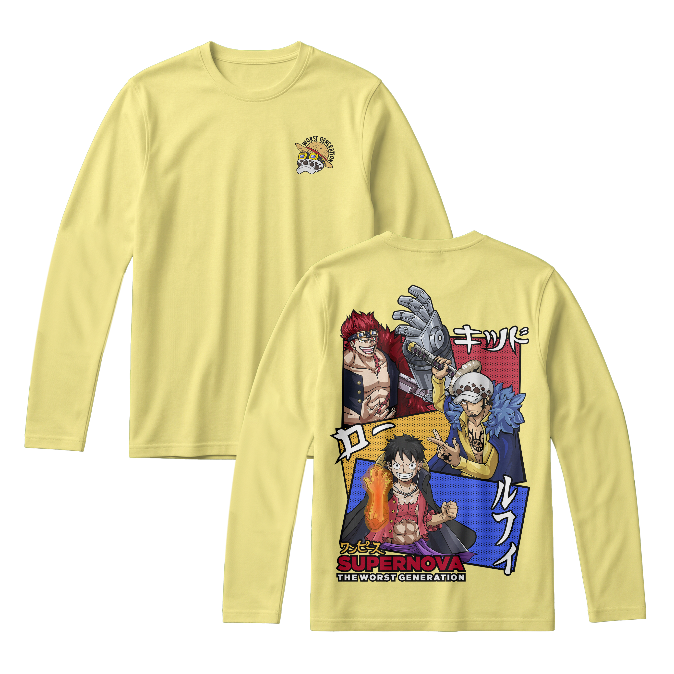 Anime One Piece Supernova The Worst Generation Long Sleeve Tee - RZM007
